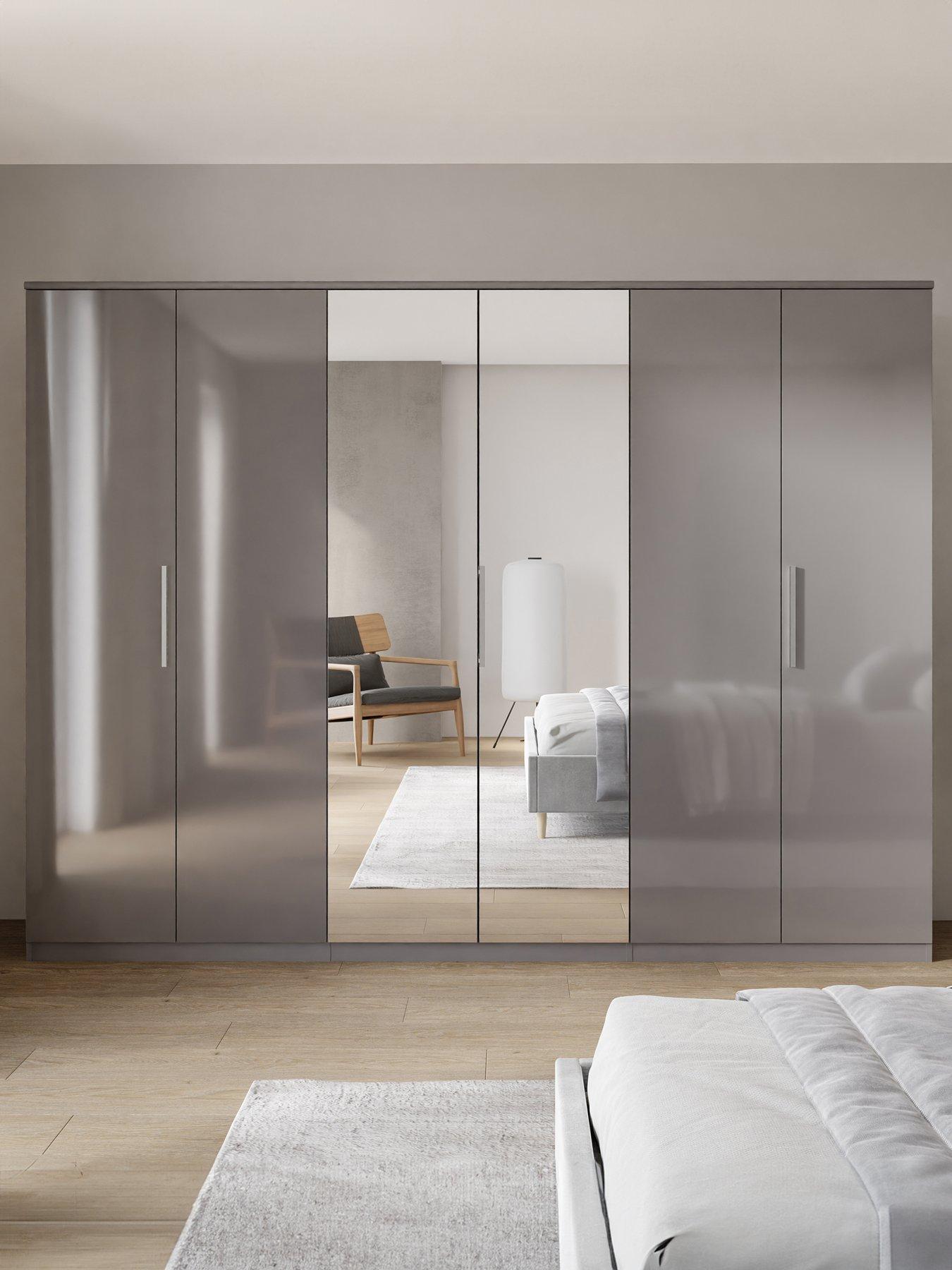 undefined Prague Gloss 6 Door Mirrored Wardrobe - FSC® Certified