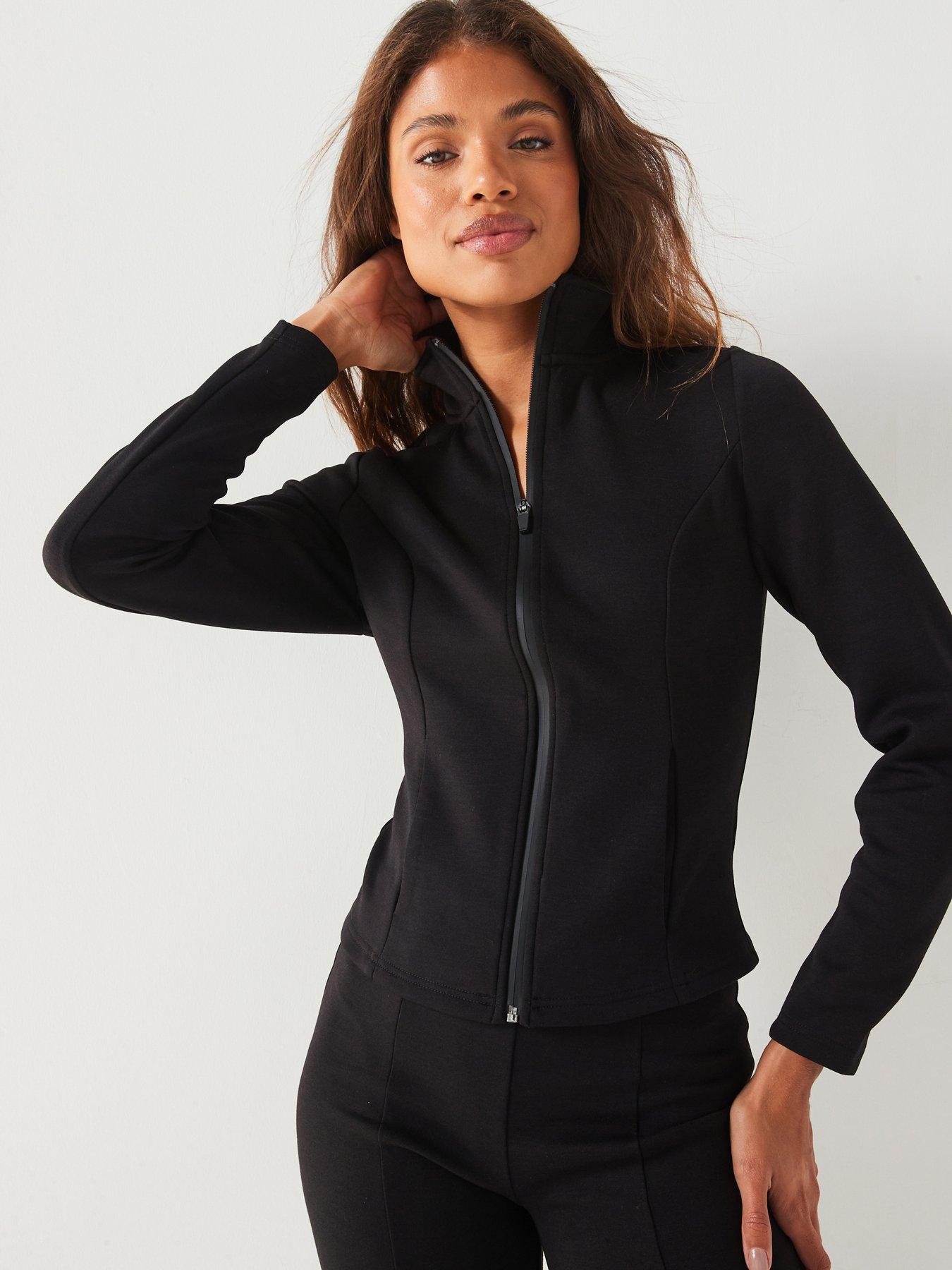 undefined Zip Through Ath Leisure Top - Black