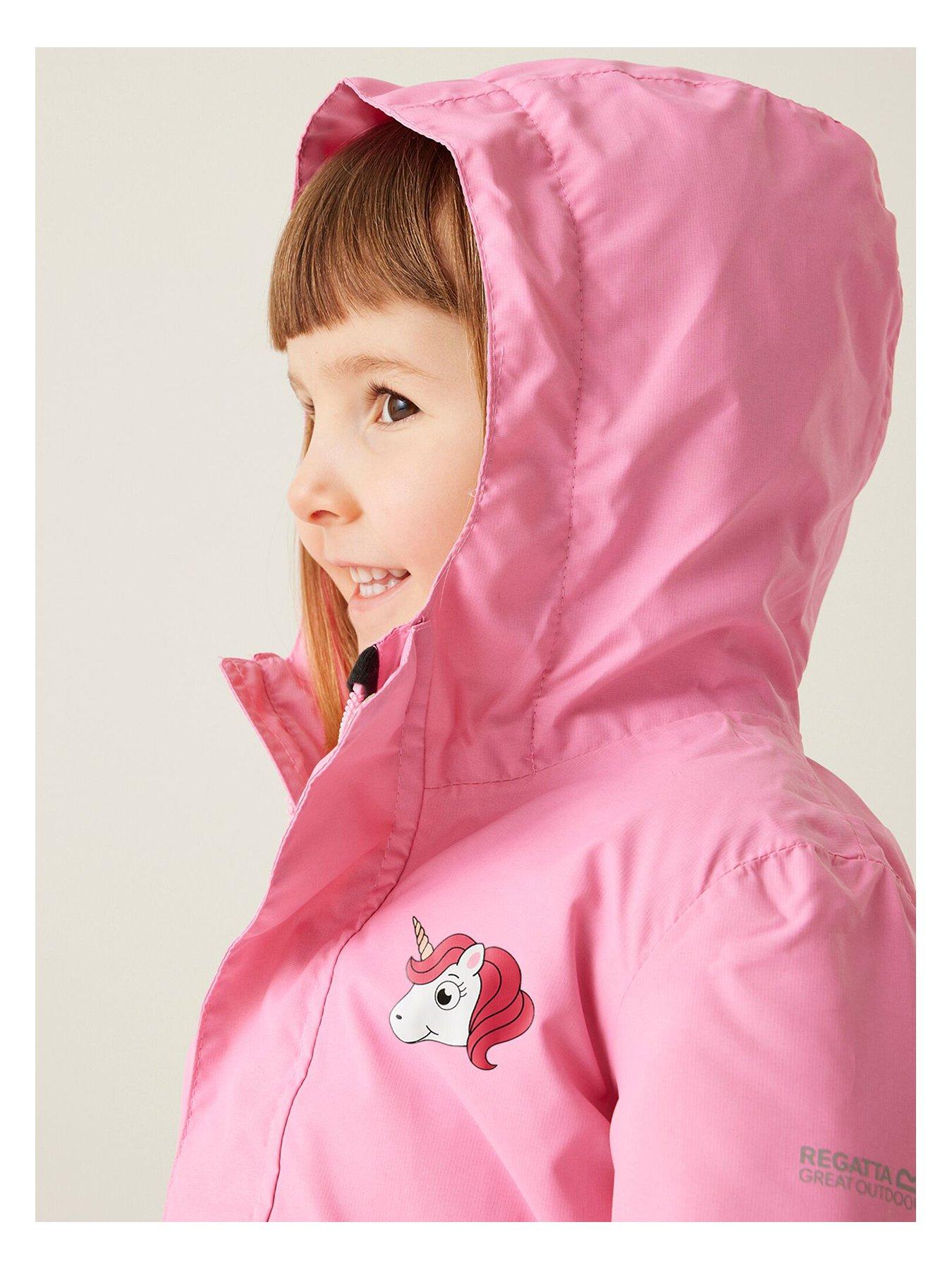 Regatta Kids Animal Rainy Day Jacket Waterproof Insulated Jacket Luna The Unicorn pink Very