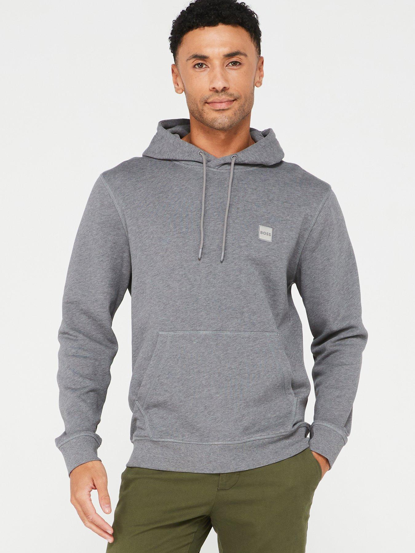 Image of BOSS Wetalk Overhead Tonal Logo Hoodie - Light Grey