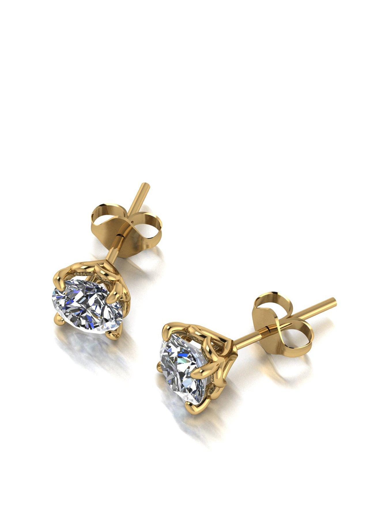 Product photograph of Moissanite Lady Lynsey L Amour Moissanite 9ct Gold 1 50ct Stud Earrings from very.co.uk