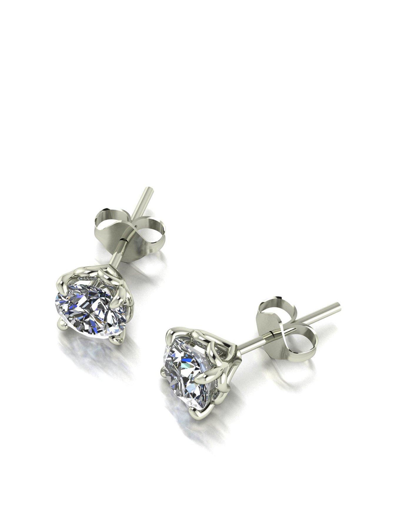 Product photograph of Moissanite Lady Lynsey L Amour Moissanite 9ct White Gold 1 50ct Stud Earrings from very.co.uk