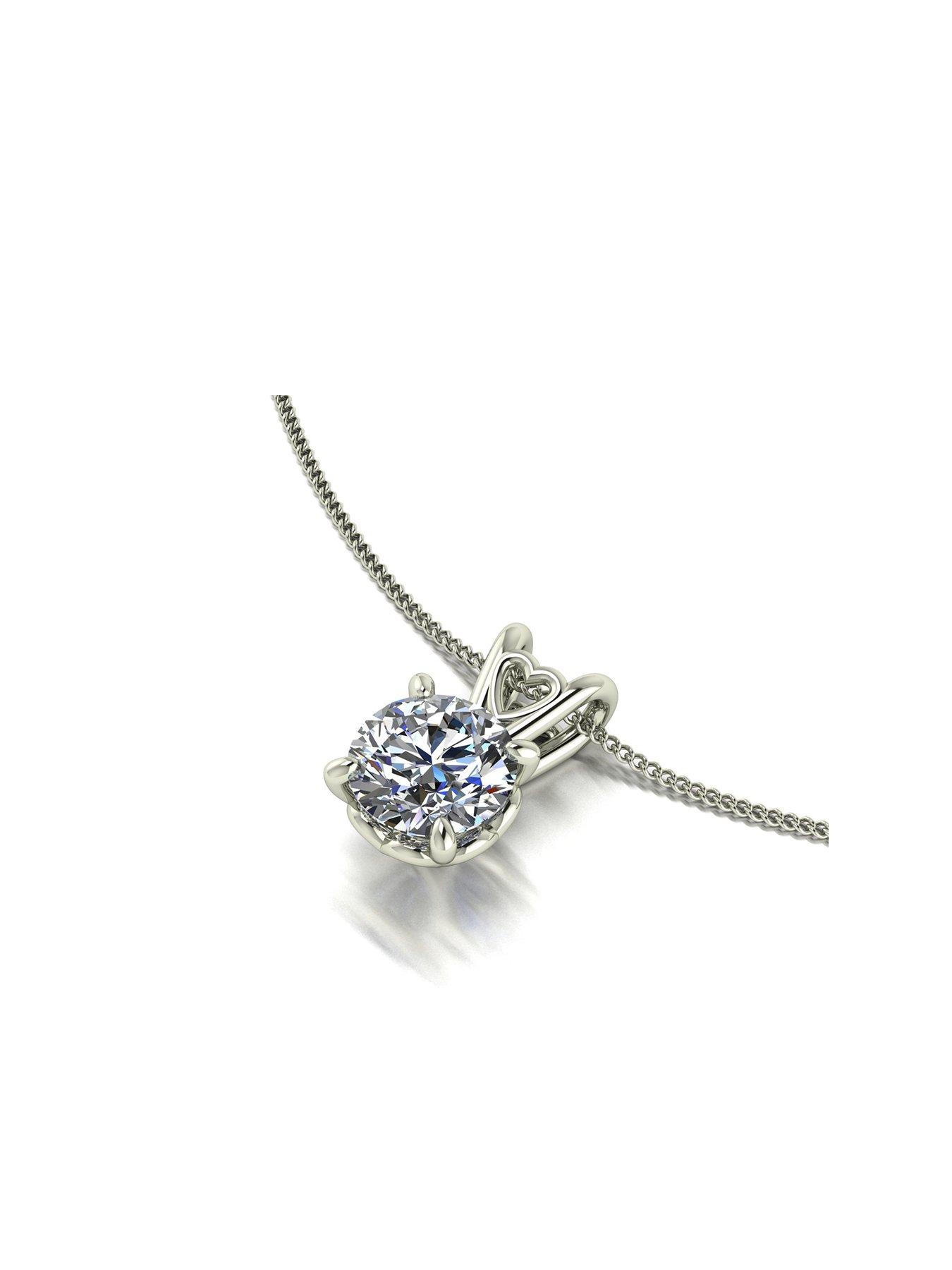 Product photograph of Moissanite Lady Lynsey L Amour Moissanite 9ct White Gold 0 75ct Pendant And Chain from very.co.uk