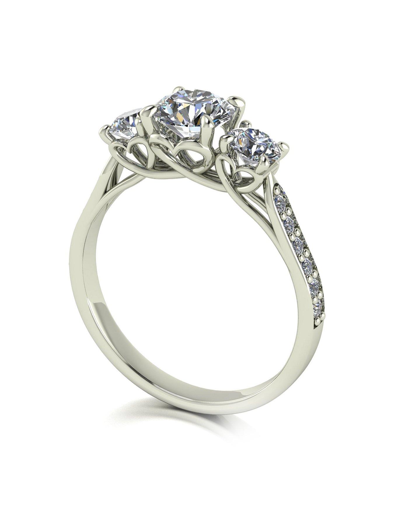 Product photograph of Moissanite Lady Lynsey L Amour Moissanite 9ct White Gold 1 40ct Total Trilogy Ring from very.co.uk