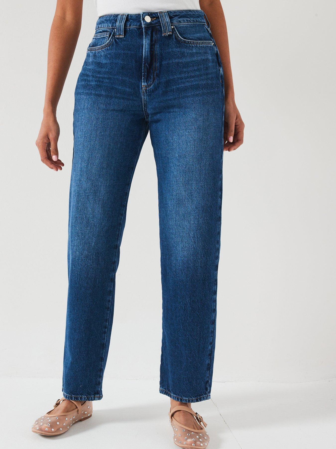 Image 1 of 6 of V by Very Midi Rise Relaxed Jeans - Dark Wash