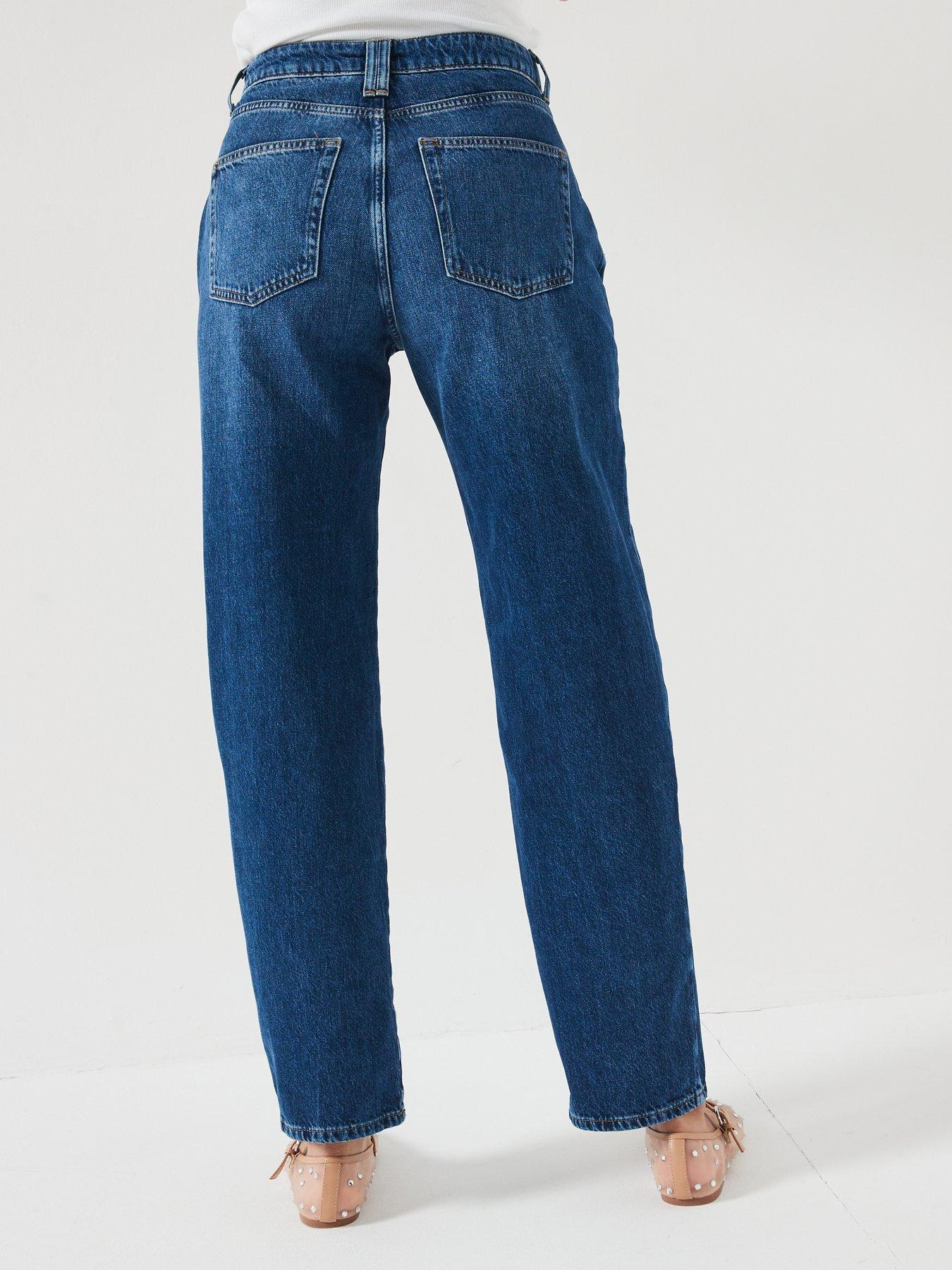 Image 2 of 6 of V by Very Midi Rise Relaxed Jeans - Dark Wash