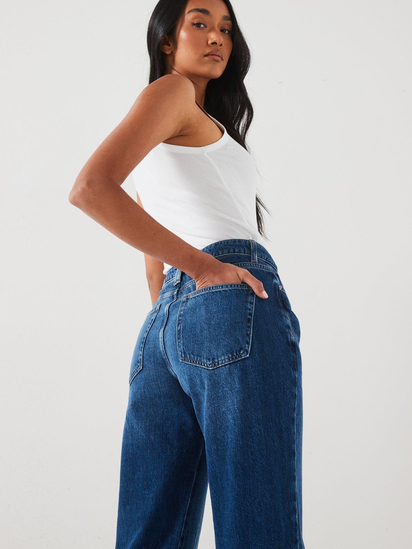 Image 5 of 6 of V by Very Midi Rise Relaxed Jeans - Dark Wash