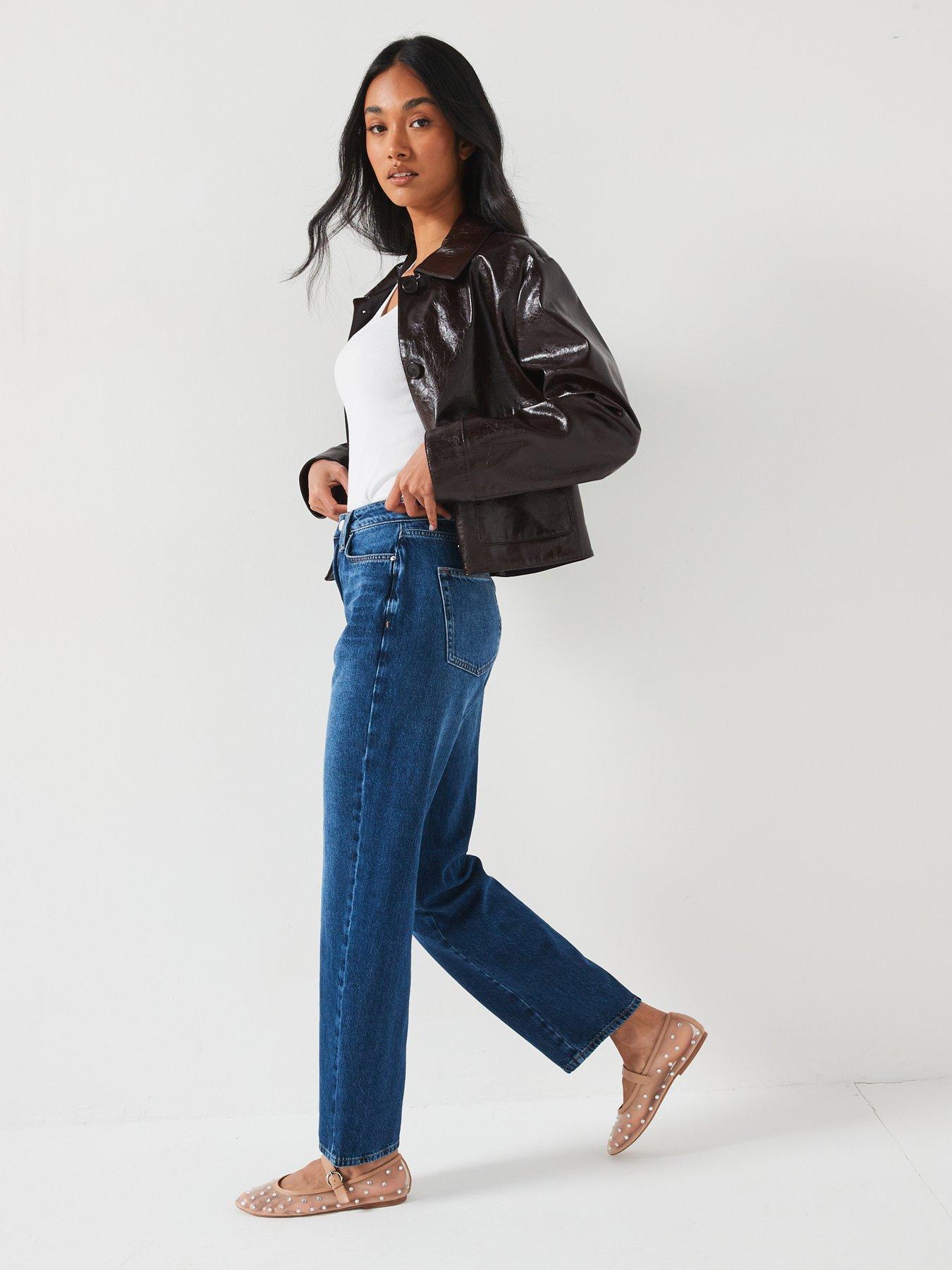 Image 6 of 6 of V by Very Midi Rise Relaxed Jeans - Dark Wash