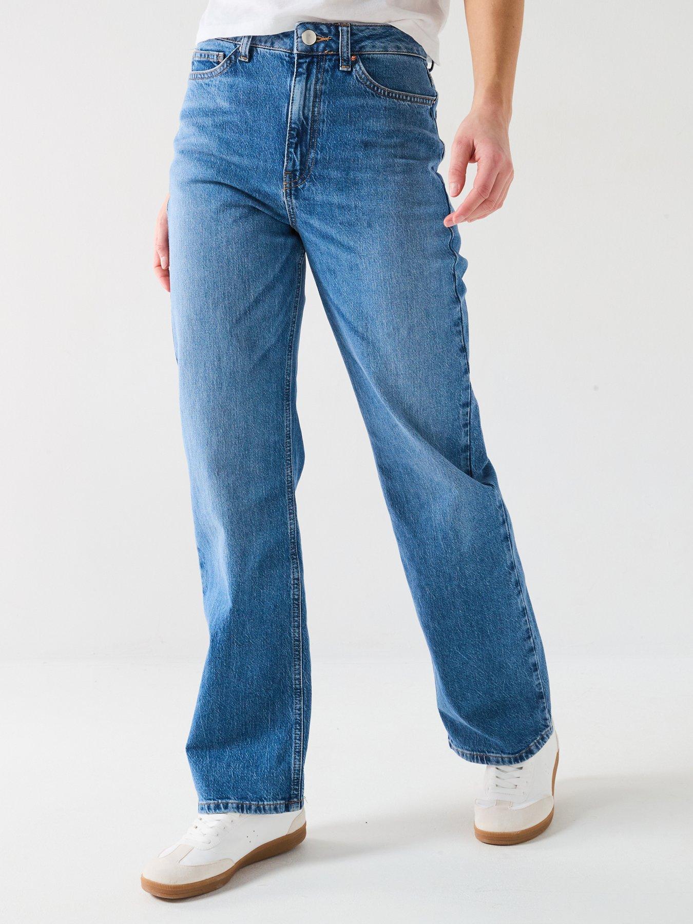 undefined Wide Leg Jeans With Stretch - Midi Wash
