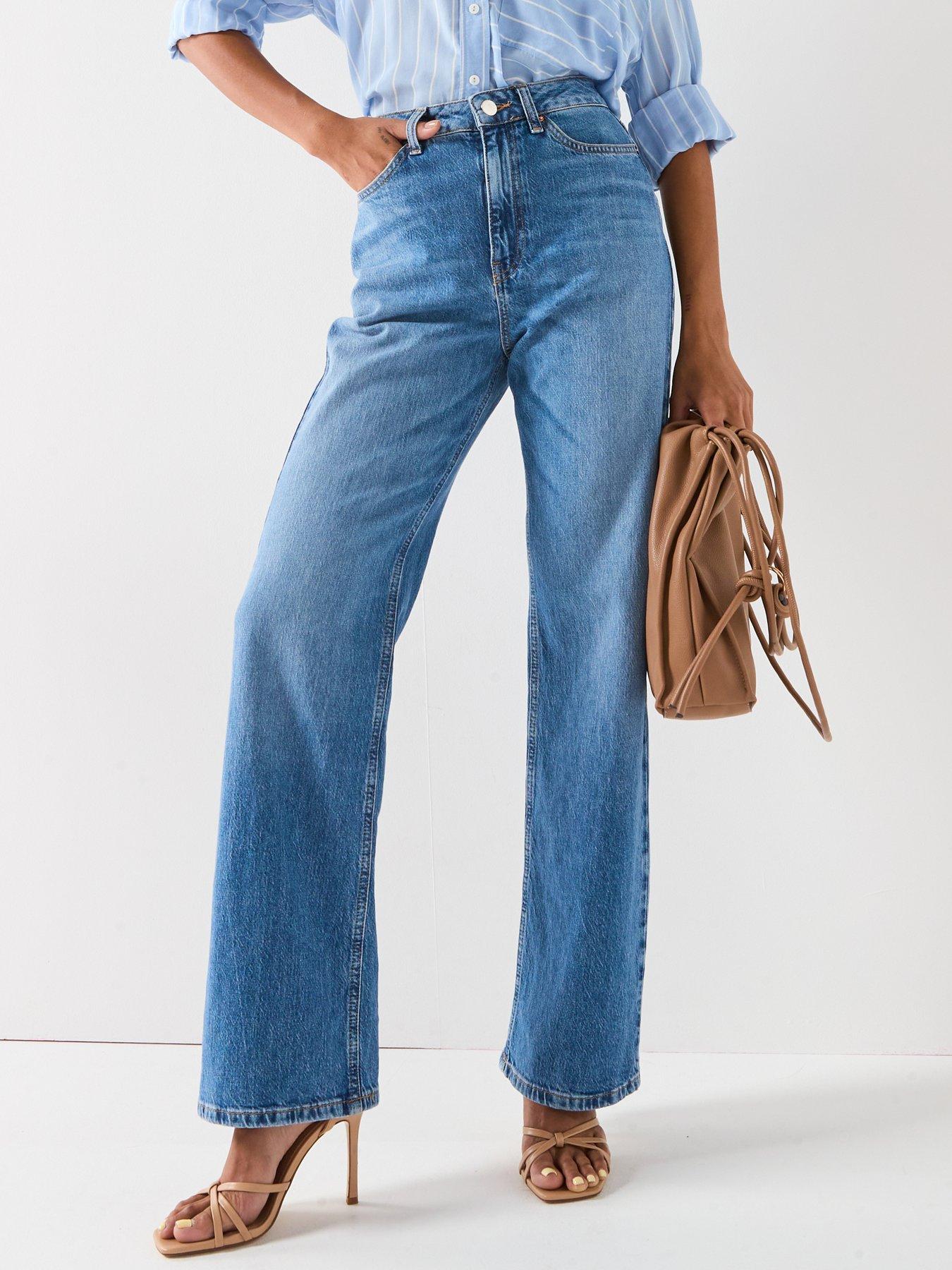 The Very Collection Wide Leg Jeans With Stretch - Midi Wash