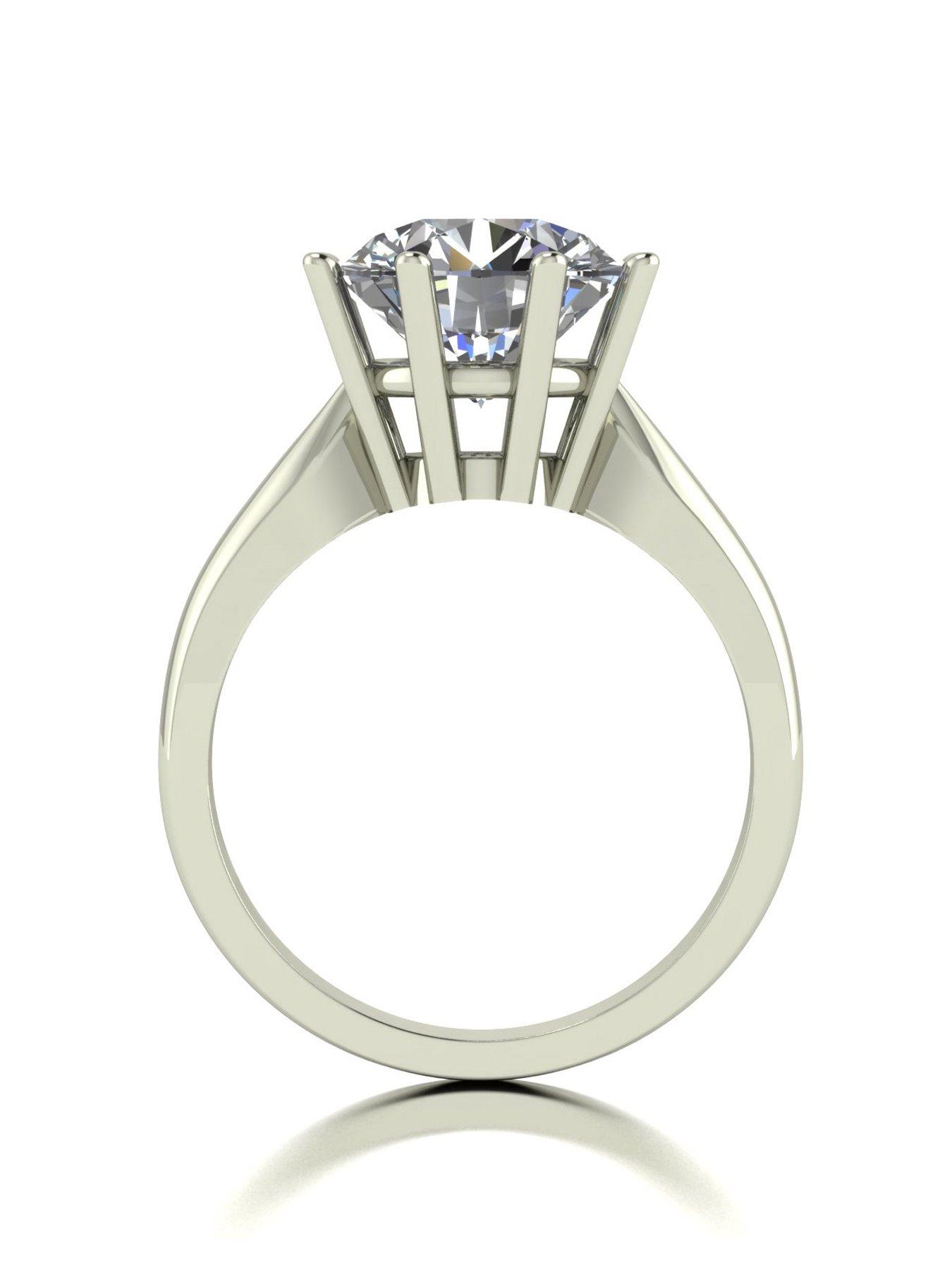 Image 2 of 5 of Moissanite Statement Collection 9ct White Gold 4ct eq Round Brilliant Solitaire Ring