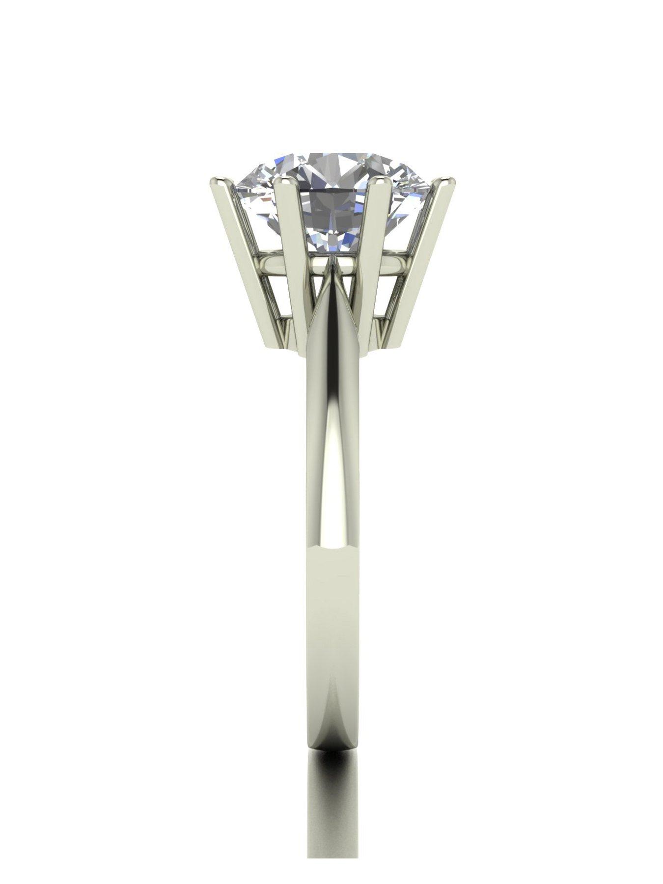 Image 3 of 5 of Moissanite Statement Collection 9ct White Gold 4ct eq Round Brilliant Solitaire Ring