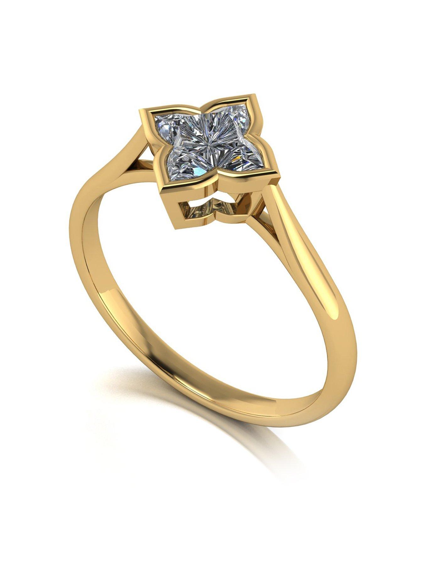 Product photograph of Moissanite 9ct Gold Fancy 1ct Starlight Moissanite Solitaire Ring from very.co.uk