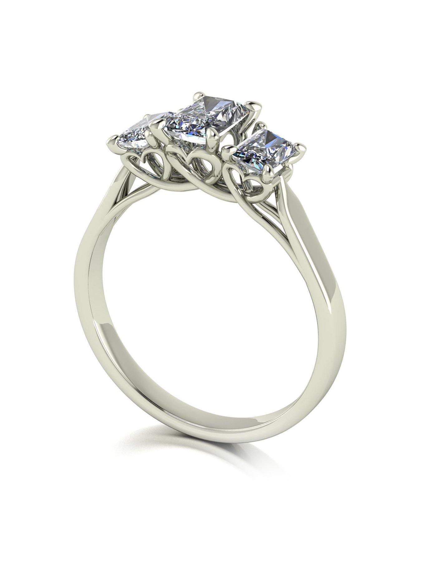 undefined Lady Lynsey L 'Amour Moissanite 9ct White Gold 1.35ct Total Radiant Cut Trilogy Ring