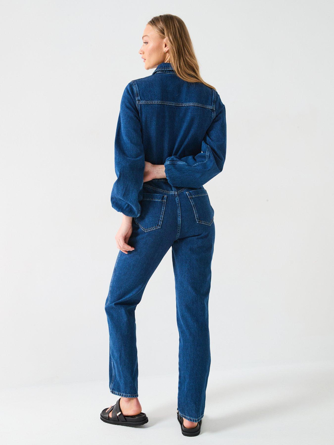 Image 2 of 6 of V by Very Denim Jumpsuit With Waist Detail