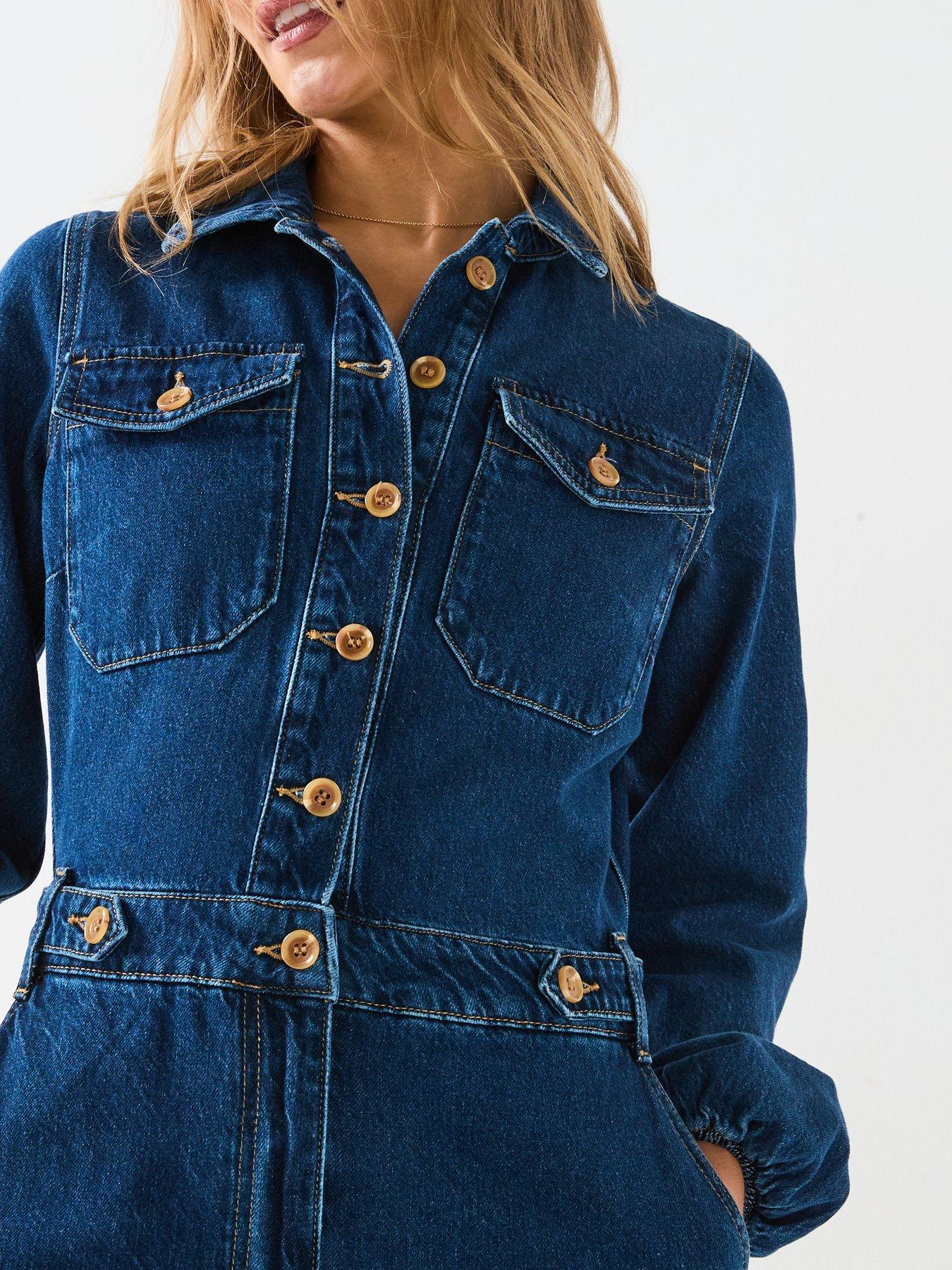 Image 6 of 6 of V by Very Denim Jumpsuit With Waist Detail