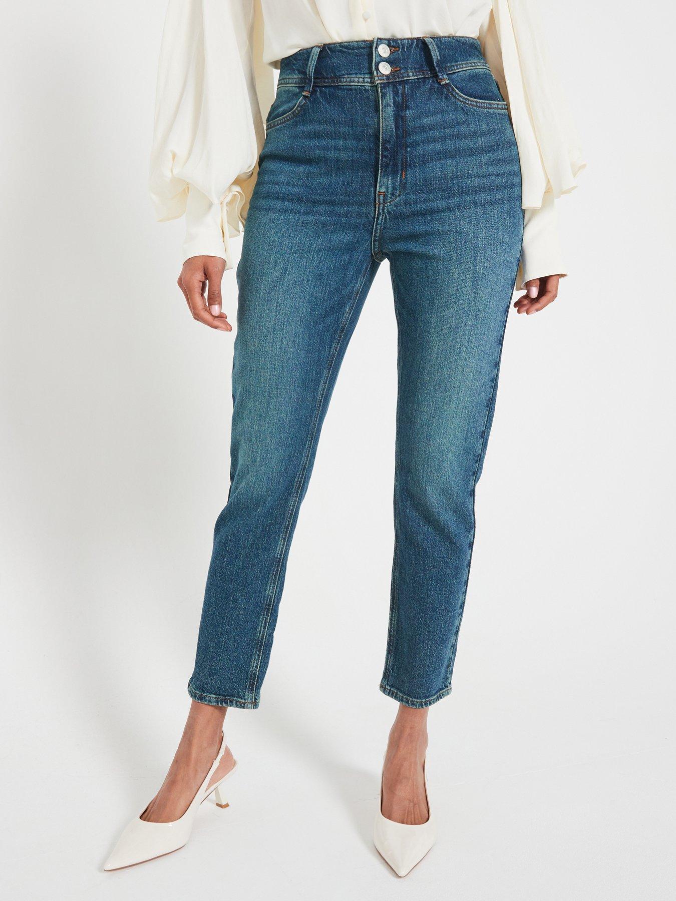 undefined Sculpt Slim Mom Tint Wash Jeans - Dark Wash