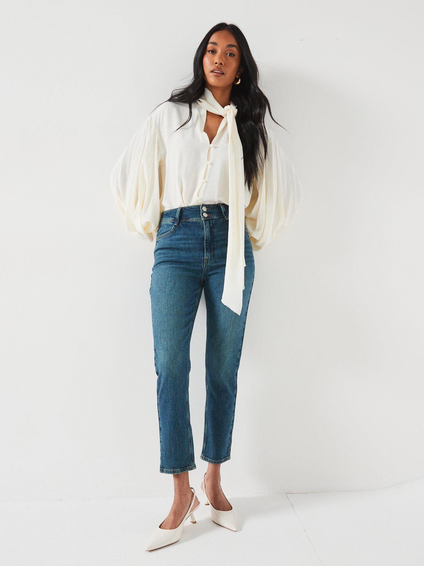 Image 3 of 6 of V by Very Sculpt Slim Mom Tint Wash Jeans - Dark Wash