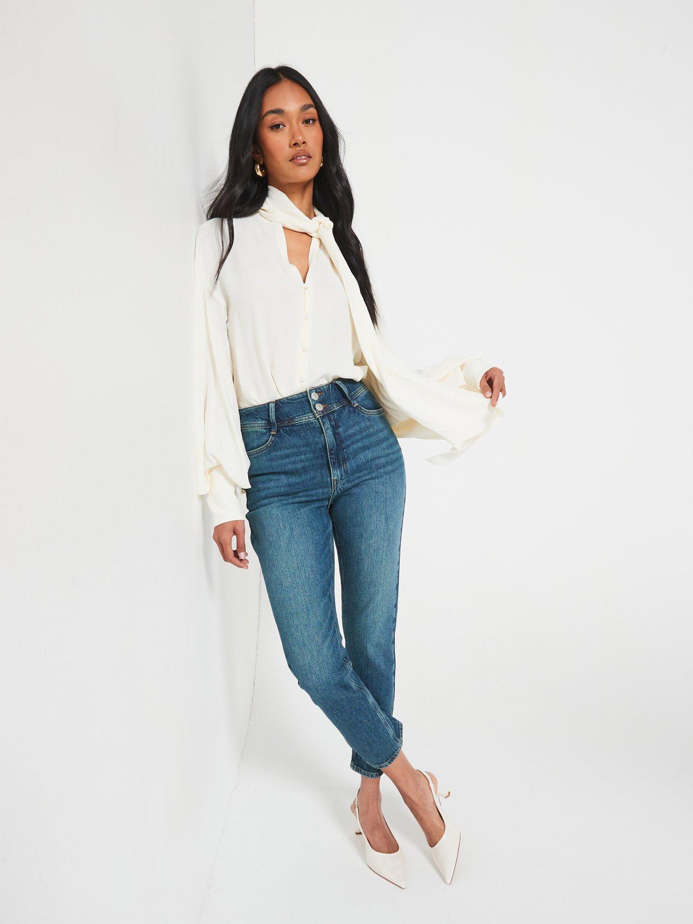 Image 5 of 6 of V by Very Sculpt Slim Mom Tint Wash Jeans - Dark Wash