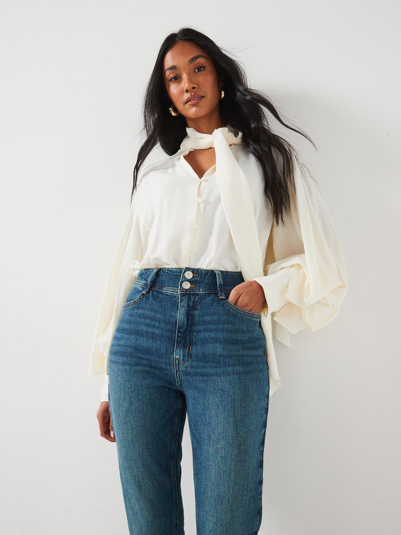 Image 6 of 6 of V by Very Sculpt Slim Mom Tint Wash Jeans - Dark Wash
