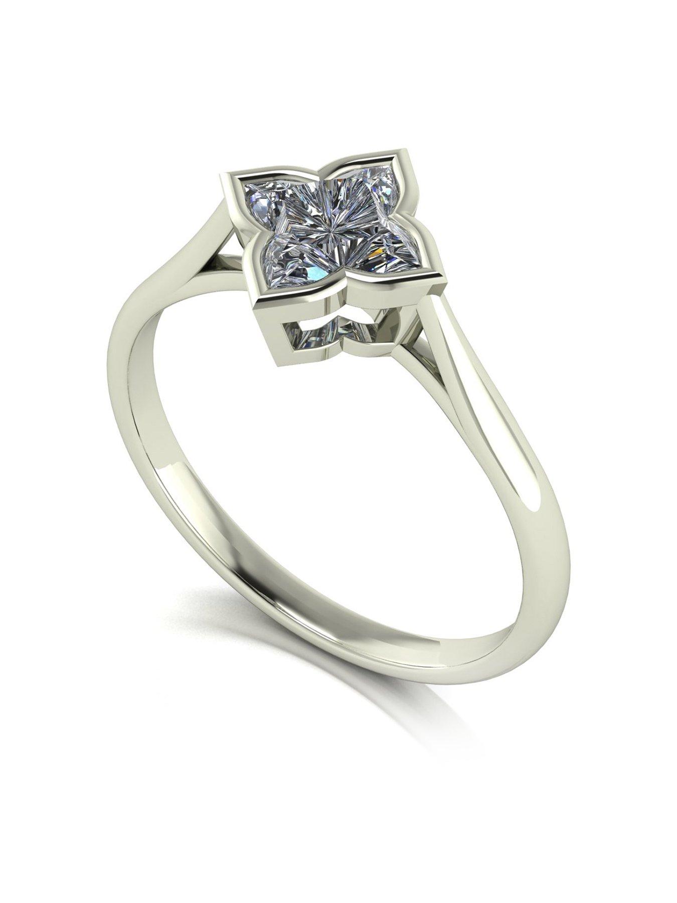 Product photograph of Moissanite 9ct White Gold Fancy 1ct Starlight Solitaire Ring from very.co.uk