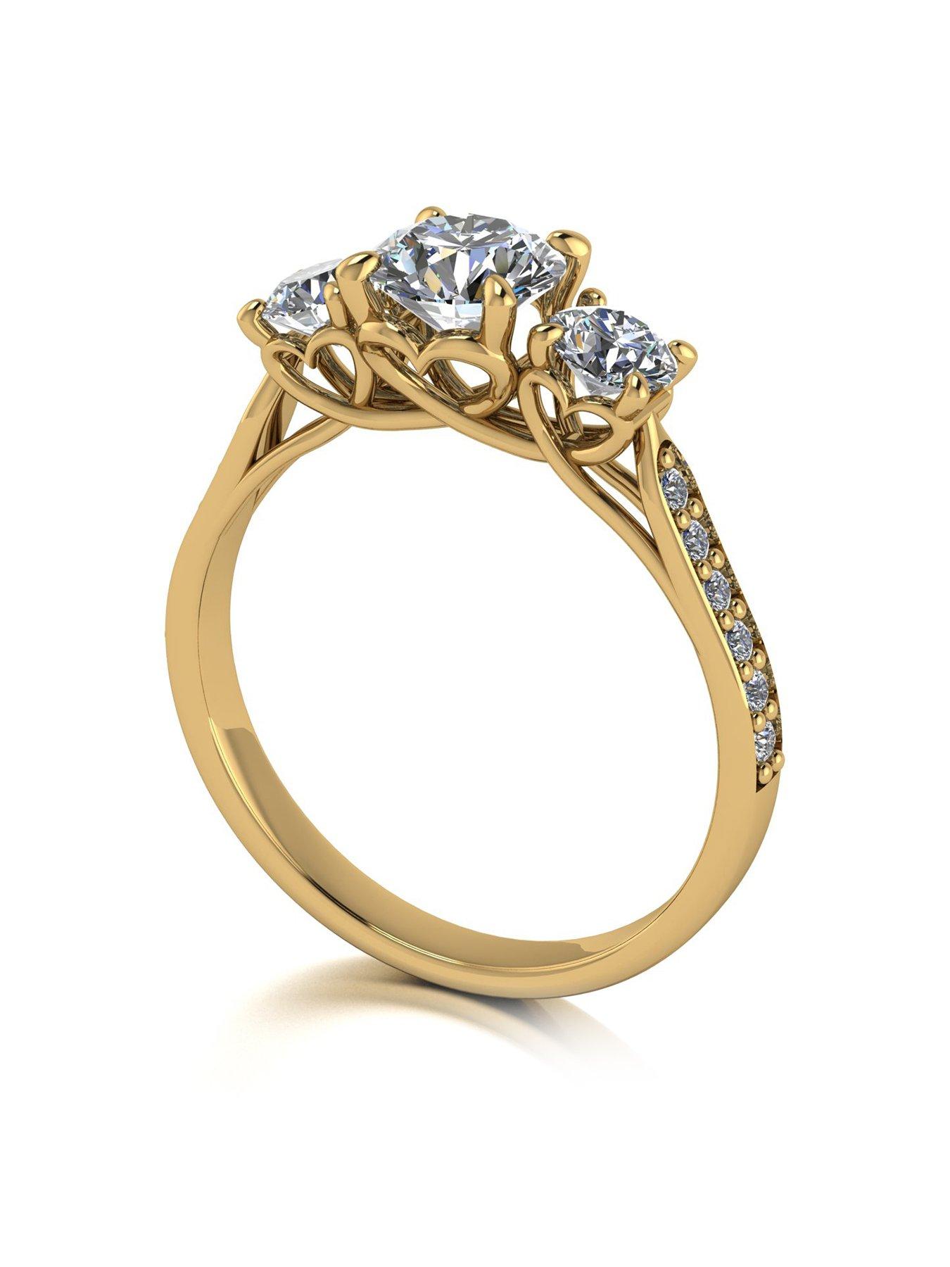 Product photograph of Moissanite Lady Lynsey L Amour Moissanite 9ct Gold 1 40ct Total Trilogy Ring from very.co.uk