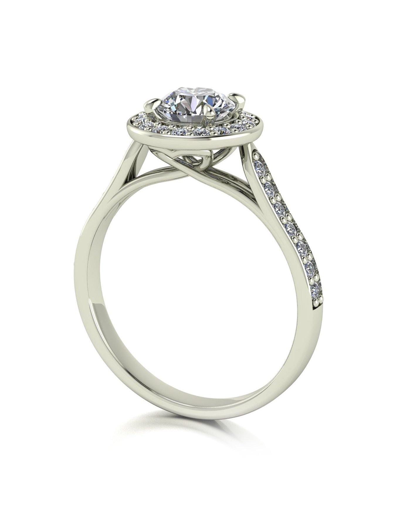 Product photograph of Moissanite Lady Lynsey L Amour Moissanite 9ct White Gold 1 10ct Total Halo Solitaire Ring from very.co.uk