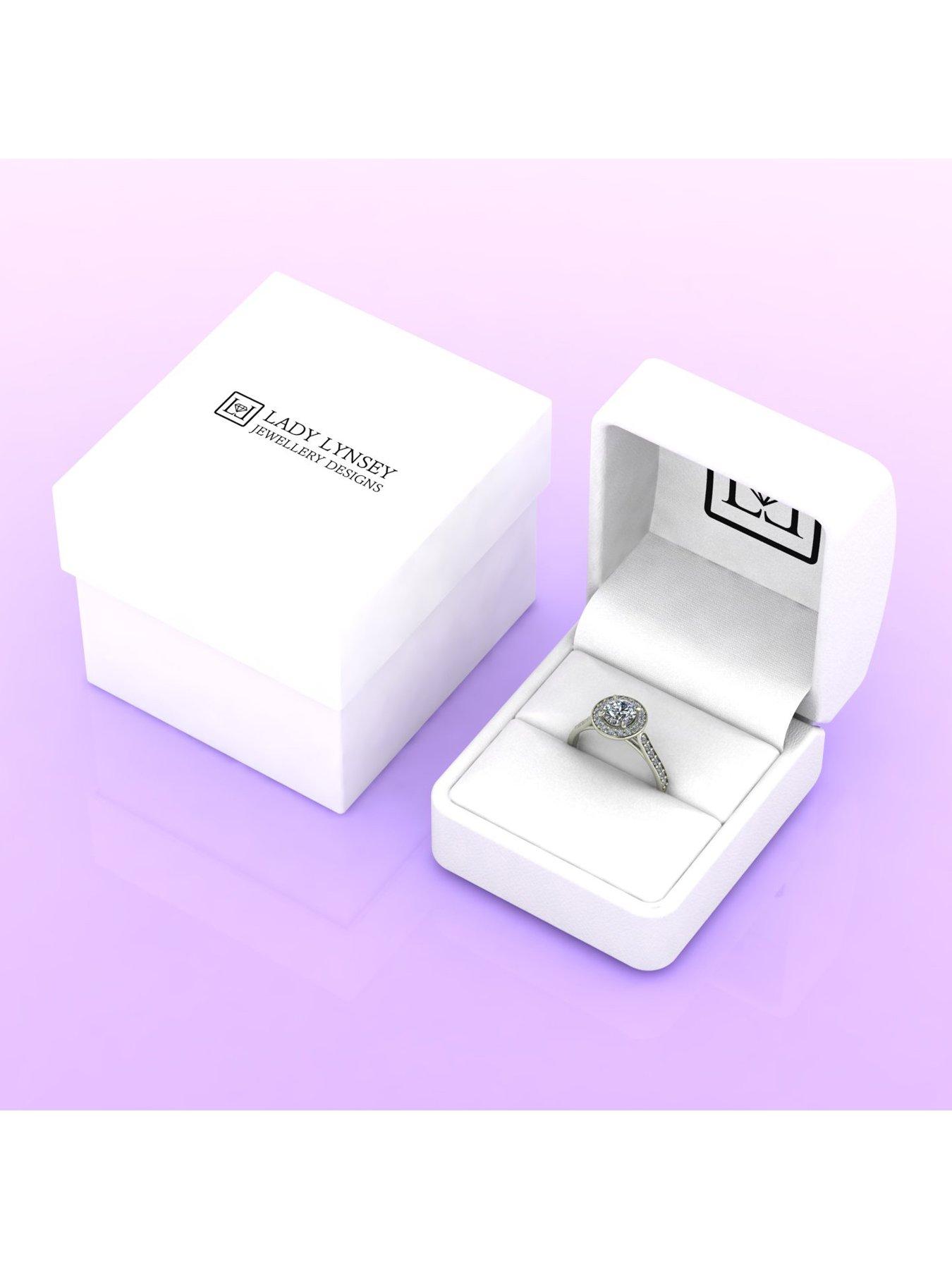 Image 5 of 6 of Moissanite Lady Lynsey L 'Amour Moissanite 9ct White Gold 1.10ct Total Halo Solitaire Ring