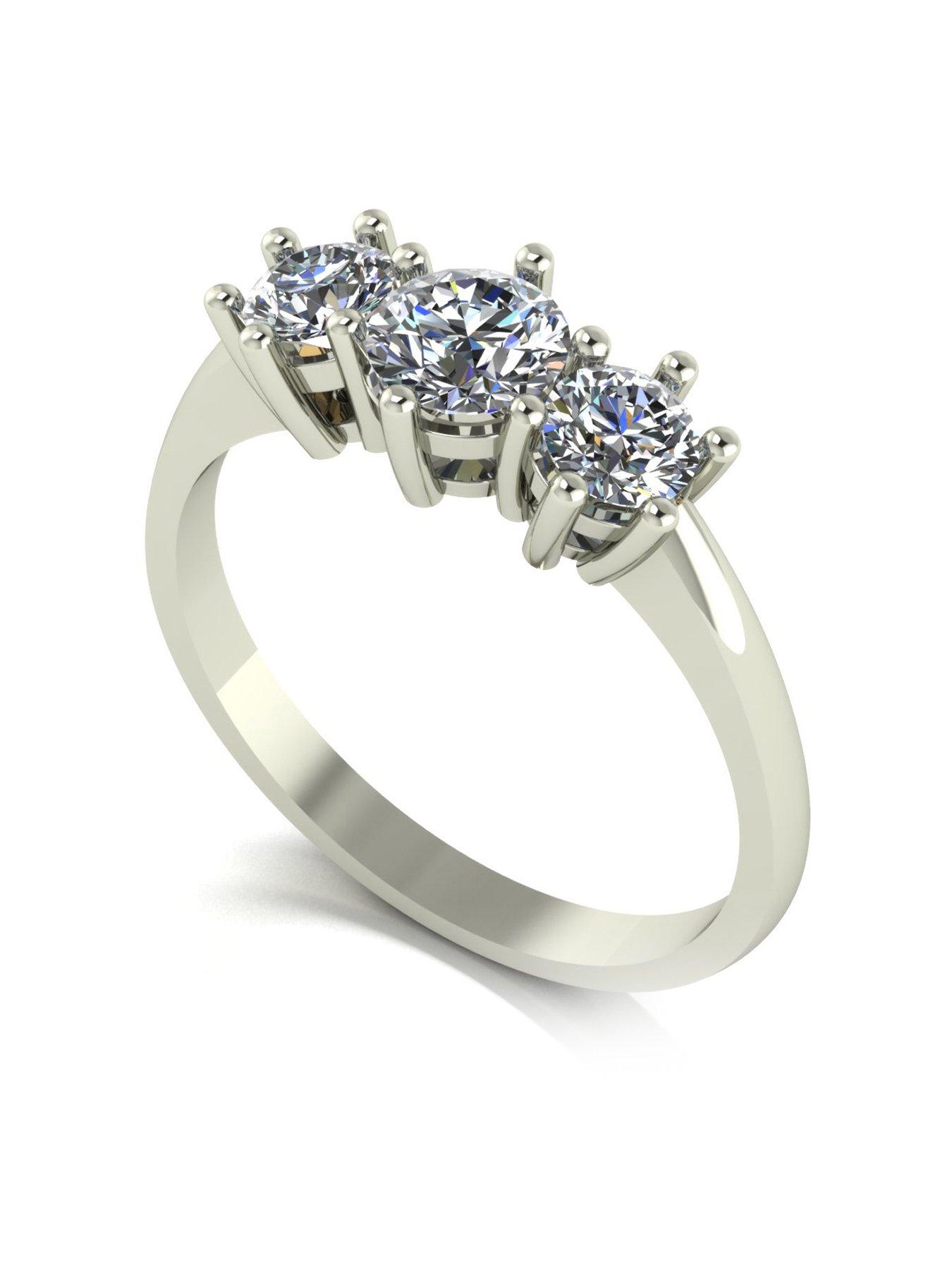 undefined Platinum 1ct Total 3 Stone Trilogy Ring