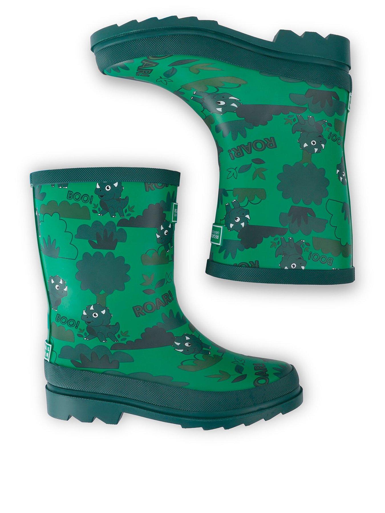 Regatta Kids Mudplay Junior II Welly Stompy The Dinosaur Print Green Very