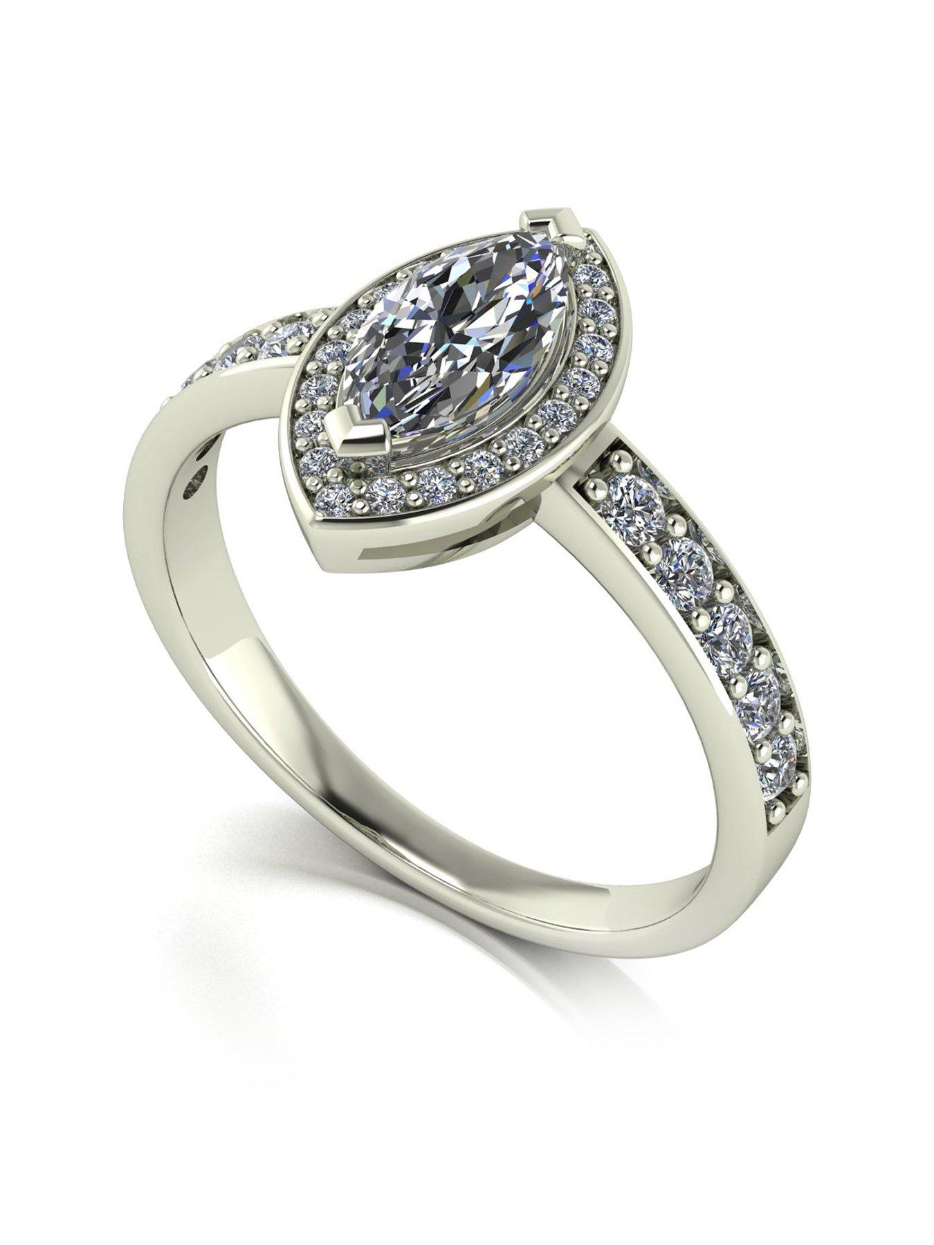 Product photograph of Moissanite Lady Lynsey Moissanite 9ct White Gold 1ct Total Marquise Centre Ring from very.co.uk