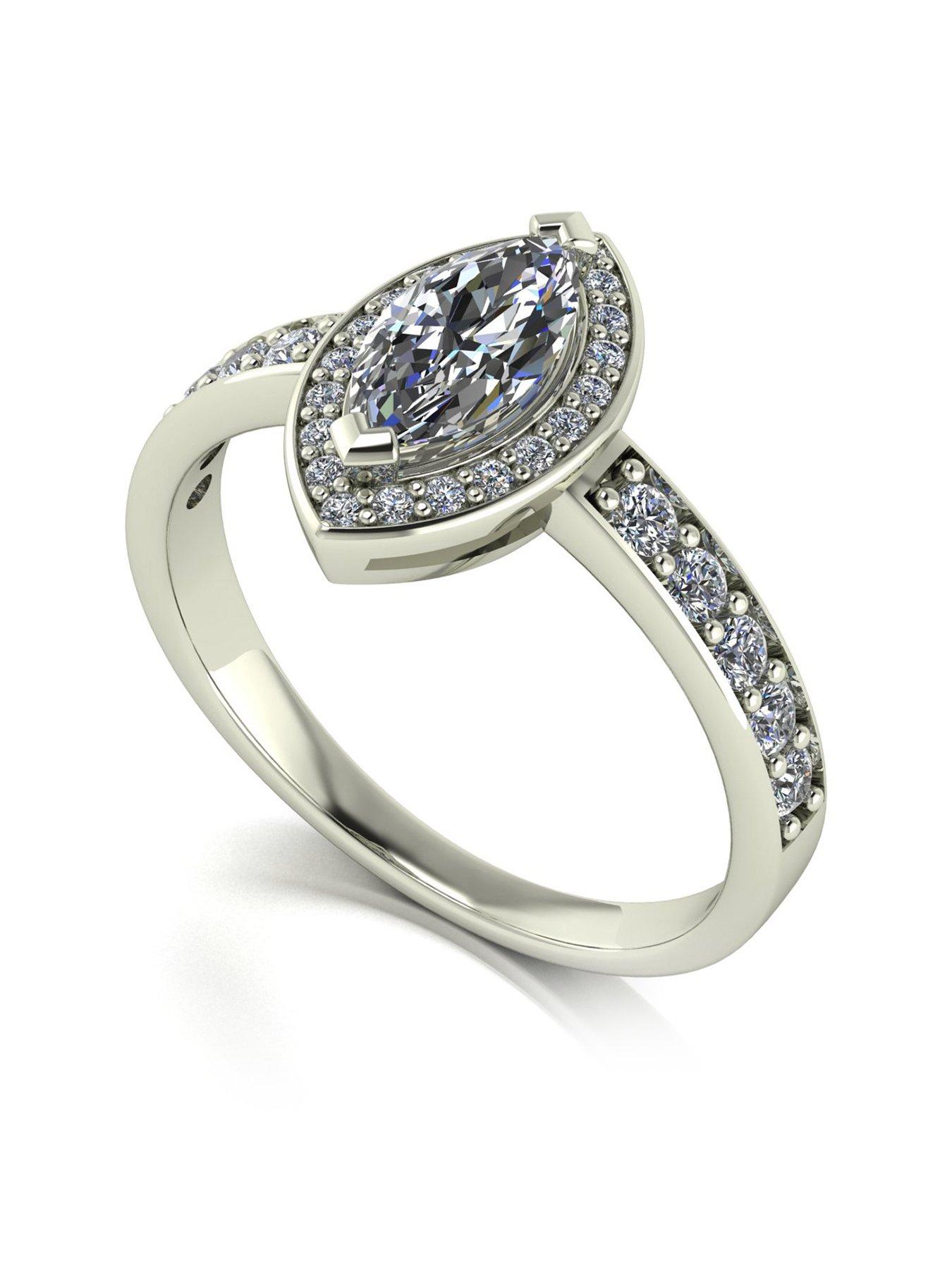 undefined Lady Lynsey Moissanite 9ct White Gold 1ct Total Marquise Centre Ring