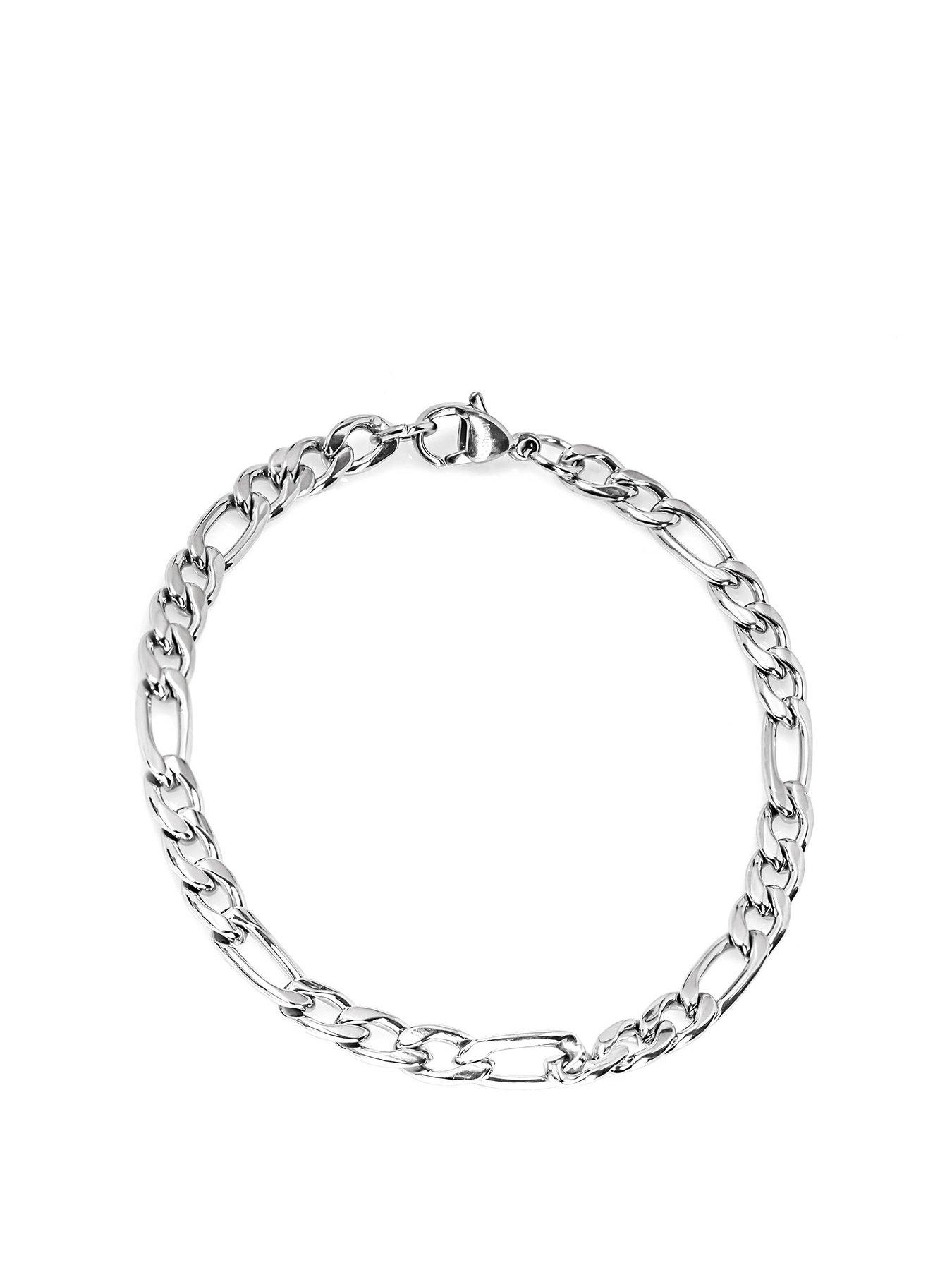 Product photograph of The Love Silver Collection Men S Figaro 316 Steel Chain Bracelet from very.co.uk