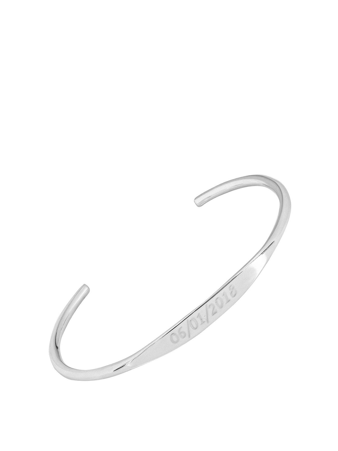 Product photograph of The Love Silver Collection Personalised Stainless Steel Bangle from very.co.uk