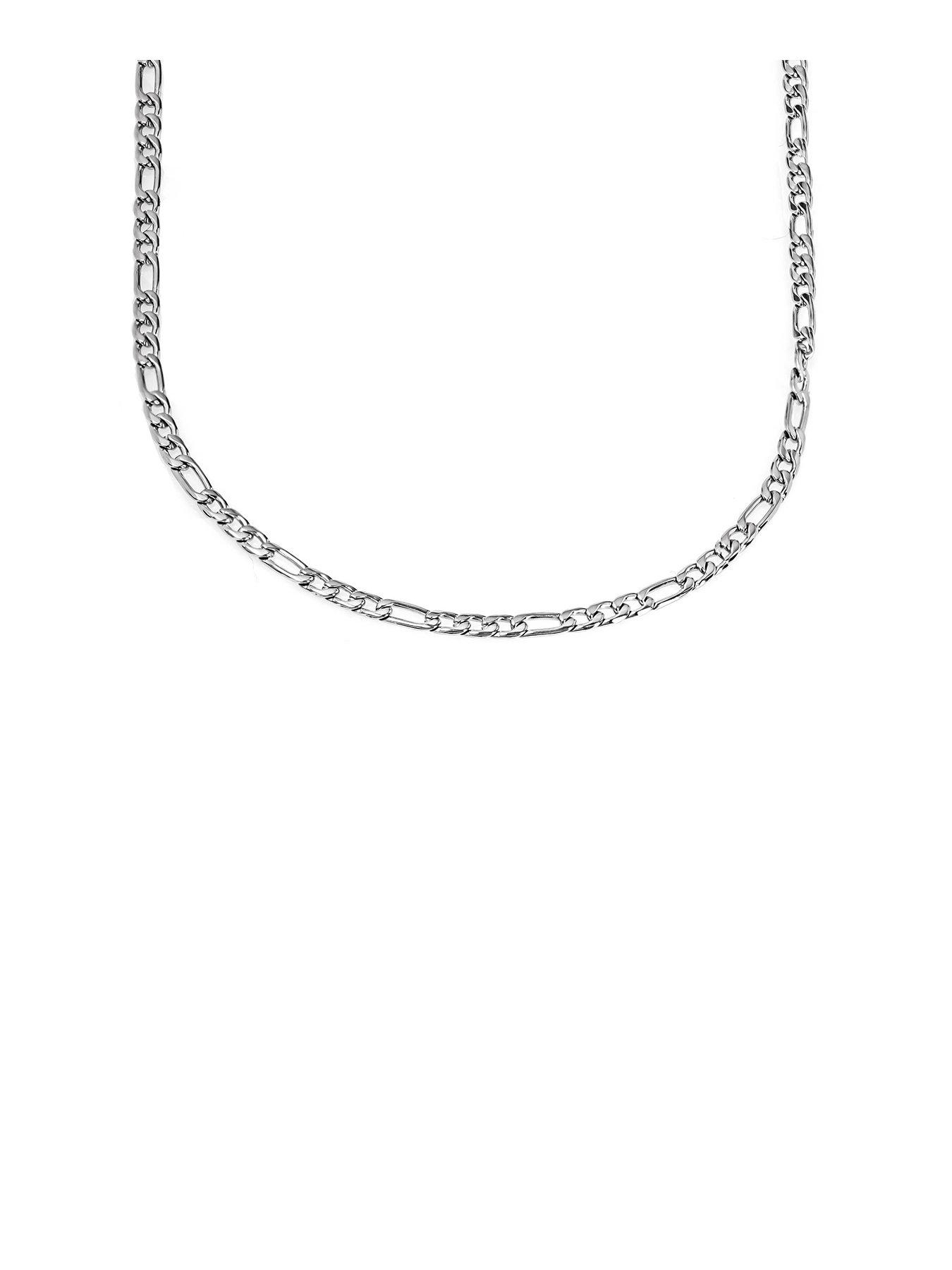 Product photograph of The Love Silver Collection Men S Figaro 316 Steel Chain Necklace from very.co.uk