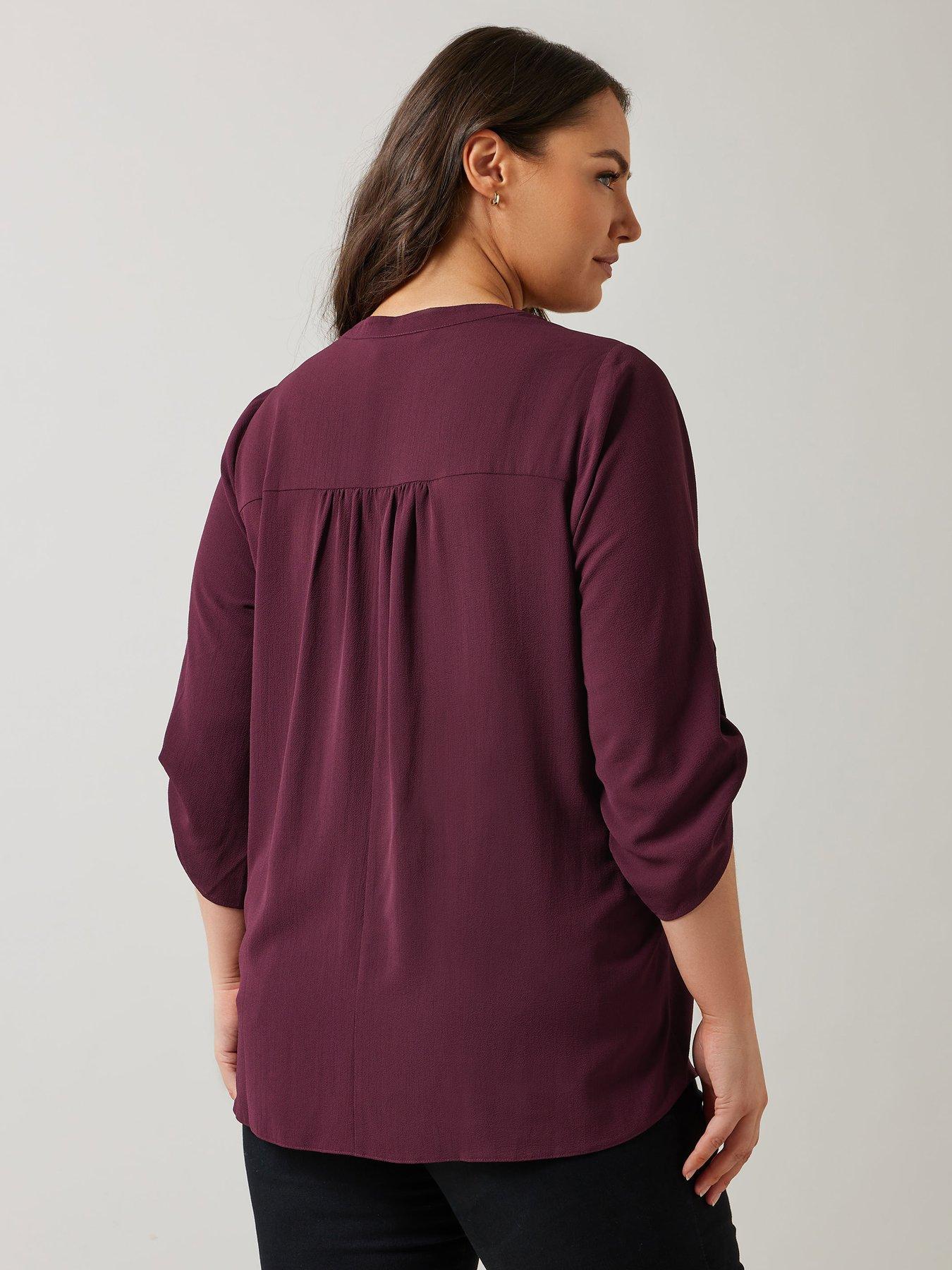 Image 2 of 4 of Evans Zip Pintuck Shirt - Purple