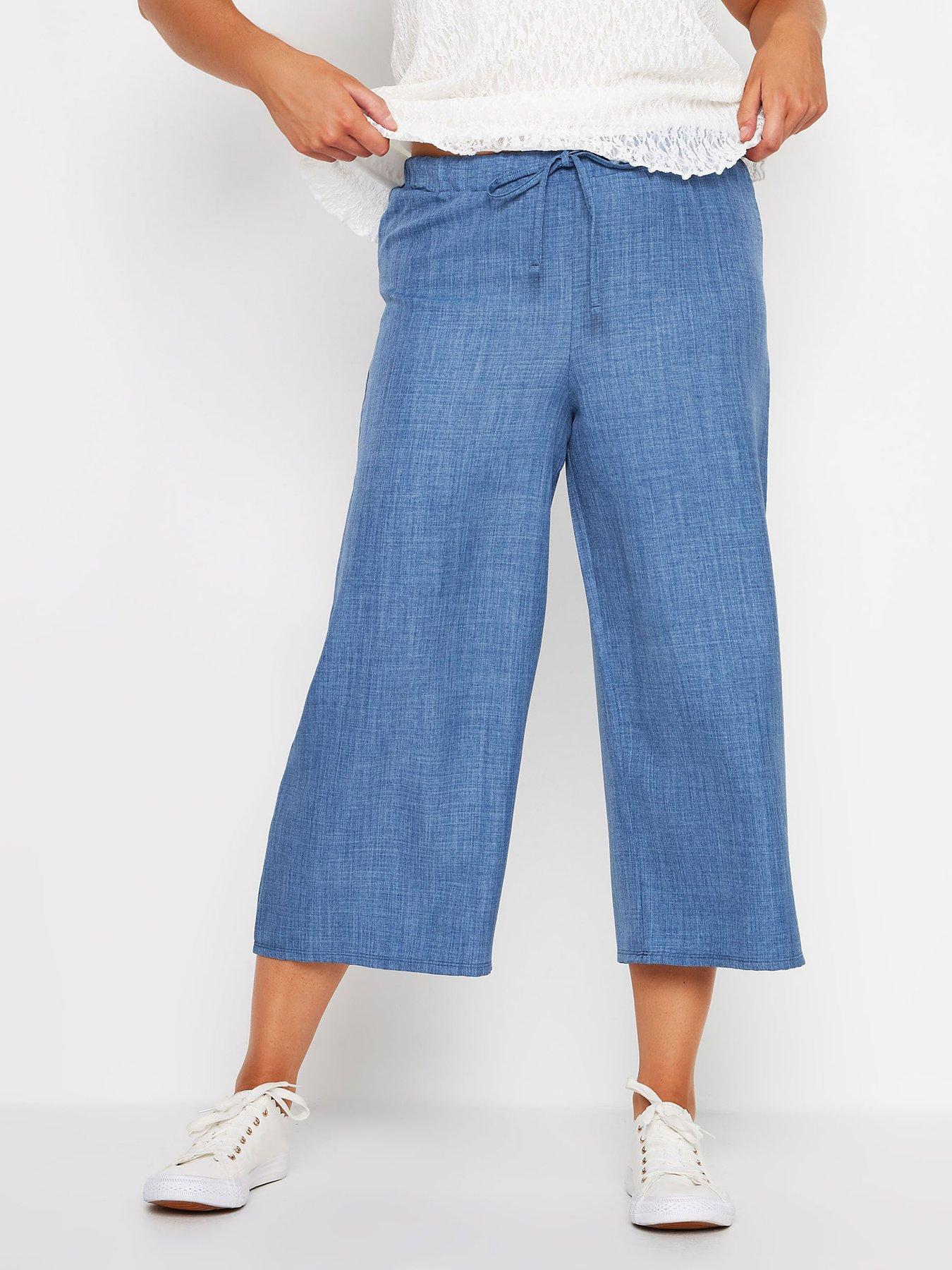Image 1 of 4 of M&Co Linen Look Culottes - Blue