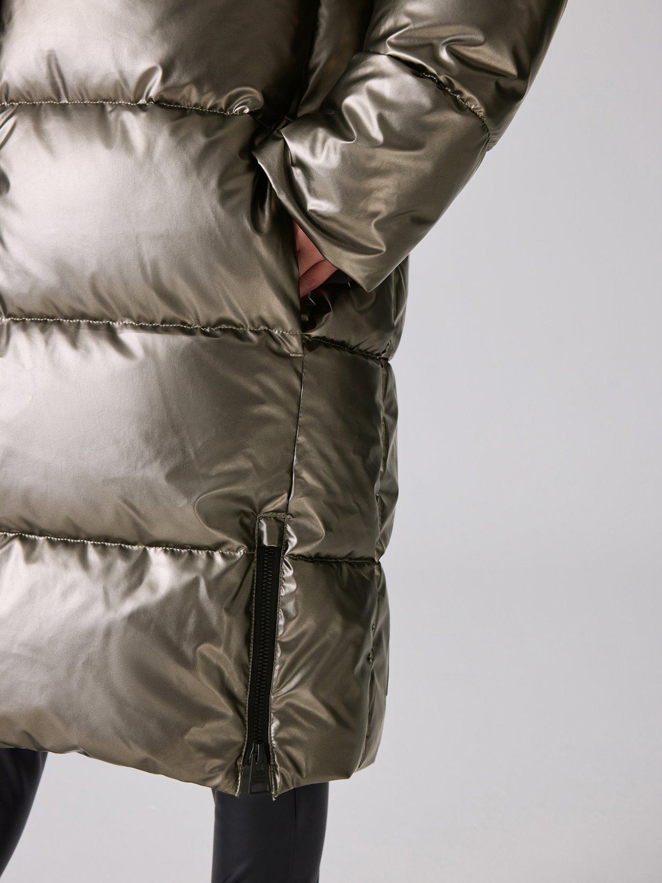 smALLSAINTS Girls Longline Metallic Padded Coat Silver Very