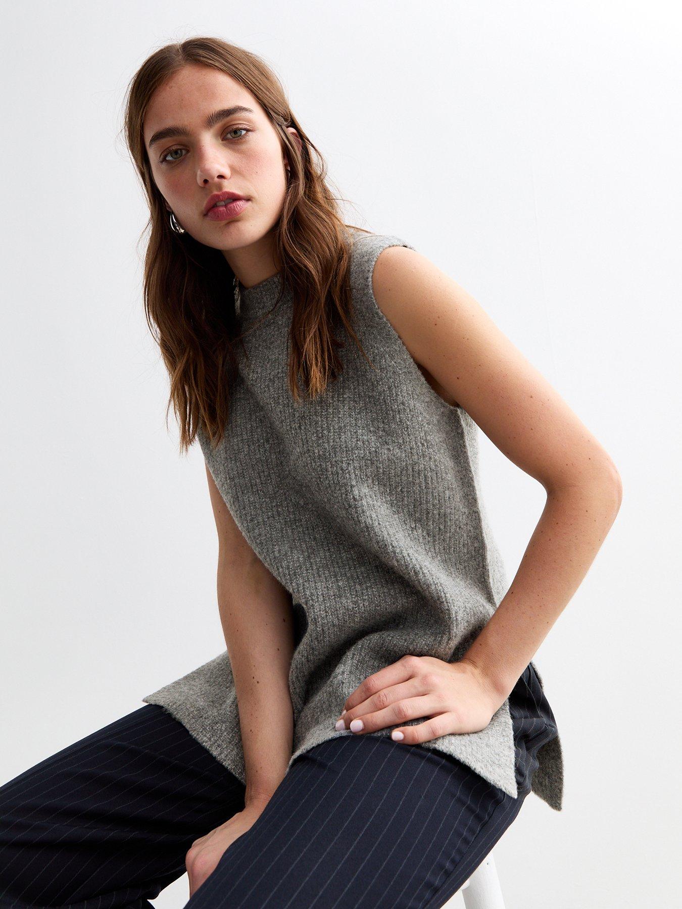New Look Soft Knit Jumper Vest Grey Very