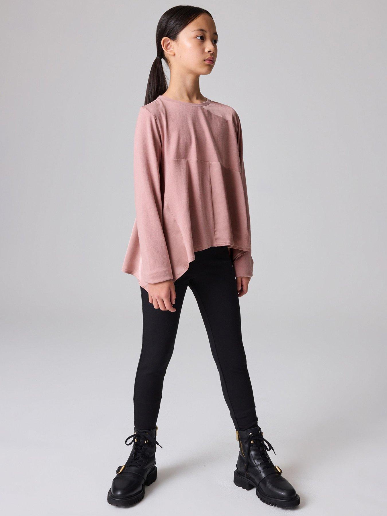 undefined Girls Zala Tshirt And Legging Set - Black/pink