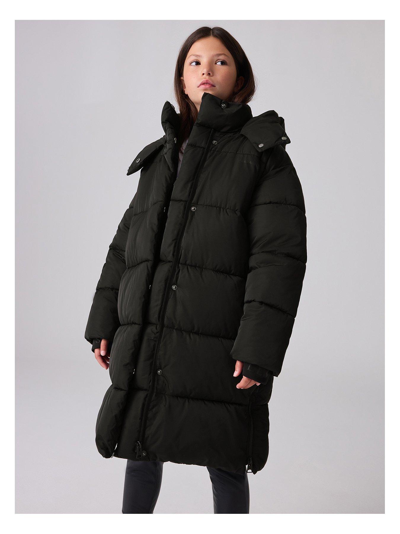 All Saints Longline Padded Coat Black
