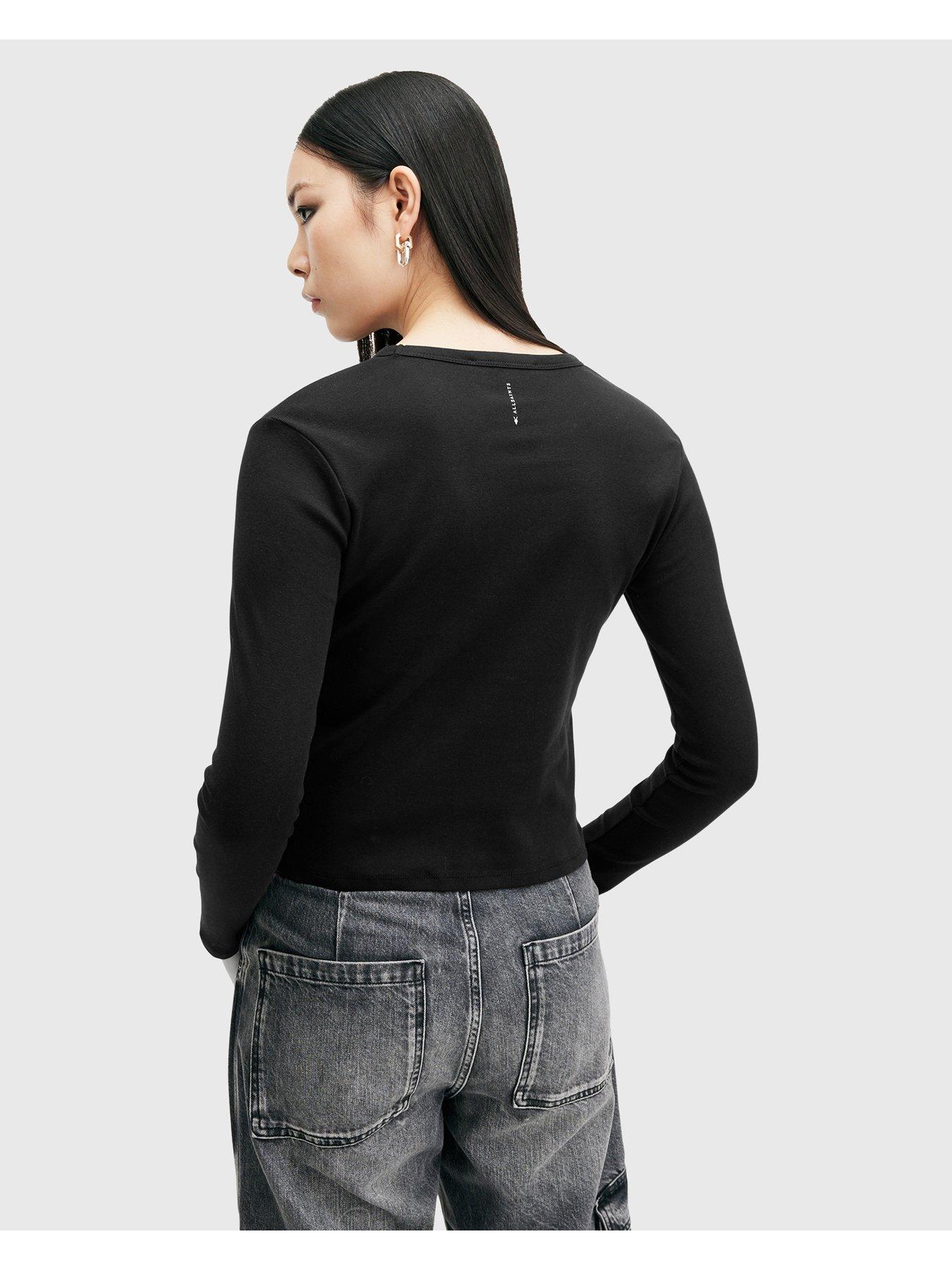 Image 2 of 5 of AllSaints Stevie Long Sleeve Tee - Black