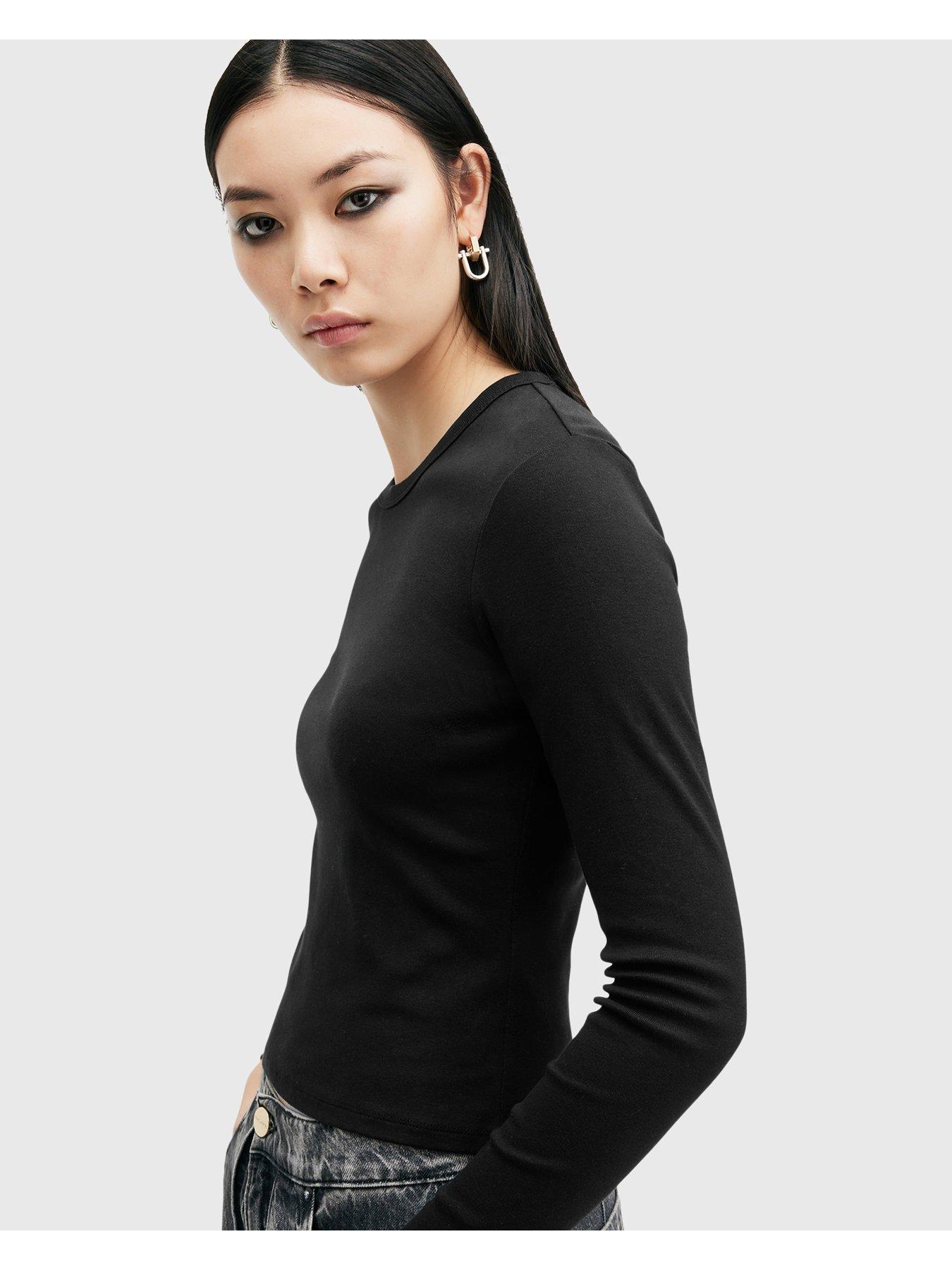 Image 4 of 5 of AllSaints Stevie Long Sleeve Tee - Black