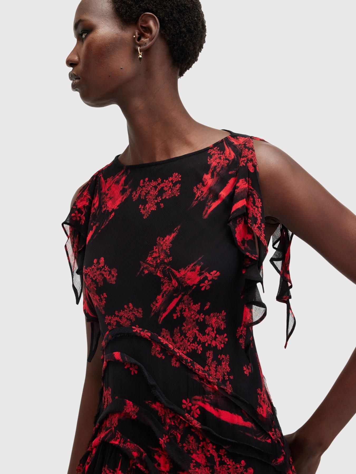 AllSaints Callie Dress Black Red Very