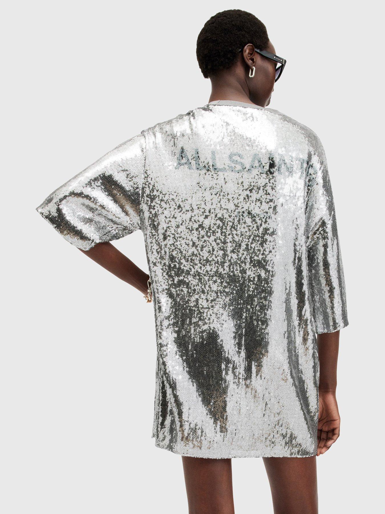 undefined Opal Sequin Logo Dress - Silver