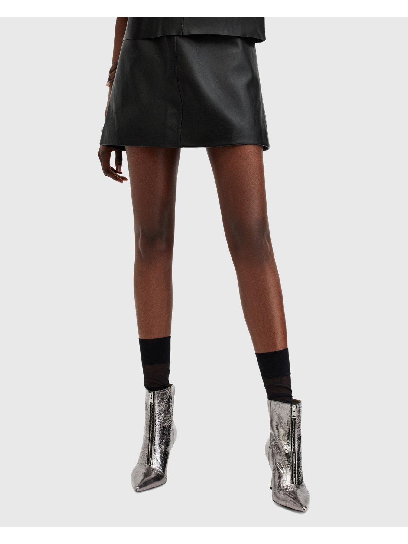 AllSaints Renai Foil Skirt - Black