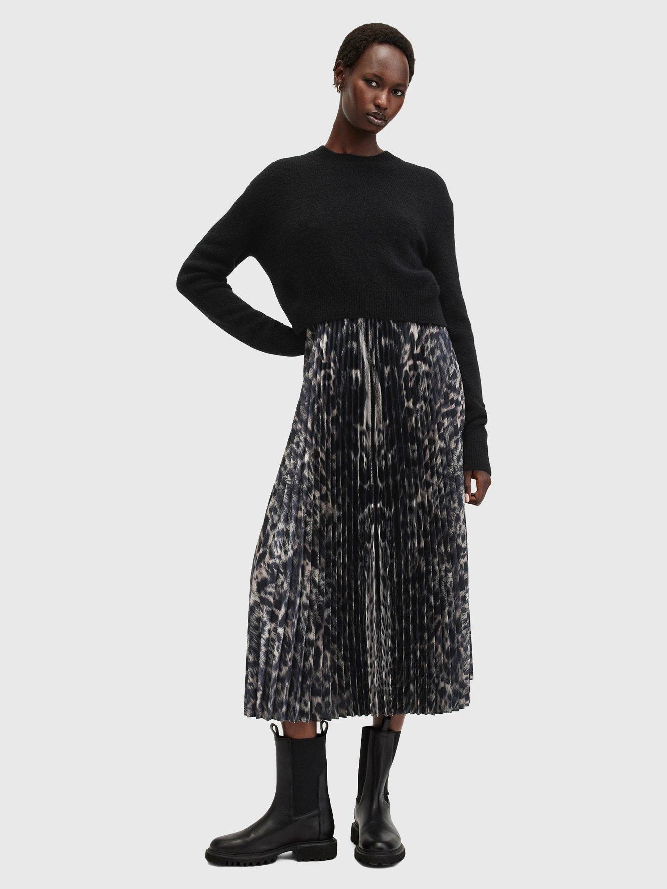 undefined Jinx 2-in-1 Printed Pleated Maxi Dress - Brown