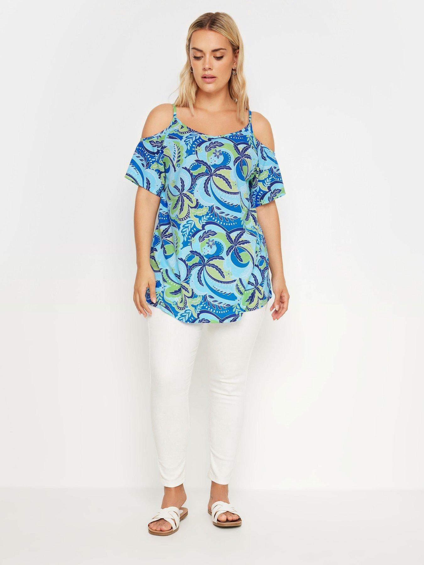 Image 3 of 4 of Yours Curve Cold Shoulder 2 Pack Tops - Multi
