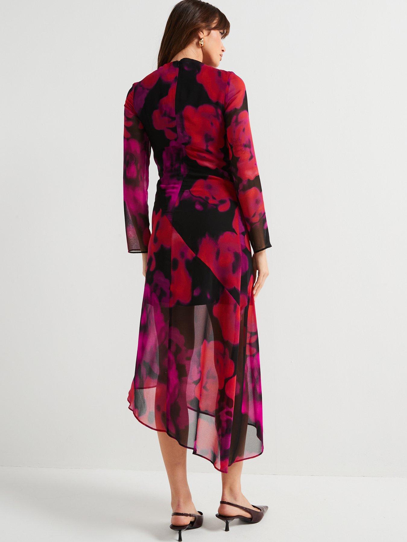 Image 2 of 5 of V by Very Floral Printed Column Midi Dress - Multi