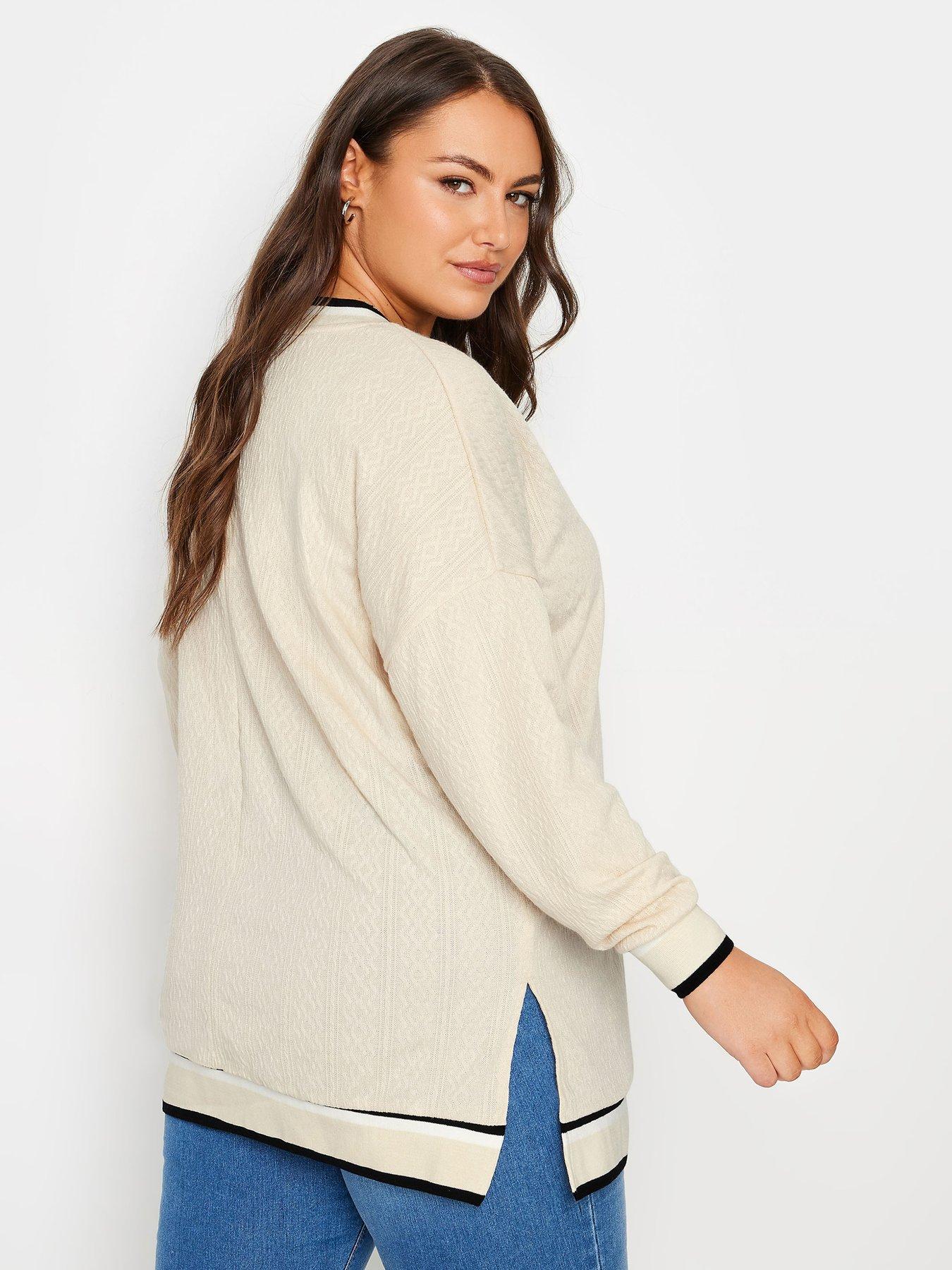Image 2 of 4 of Yours Curve Structured Sweatshirt - White